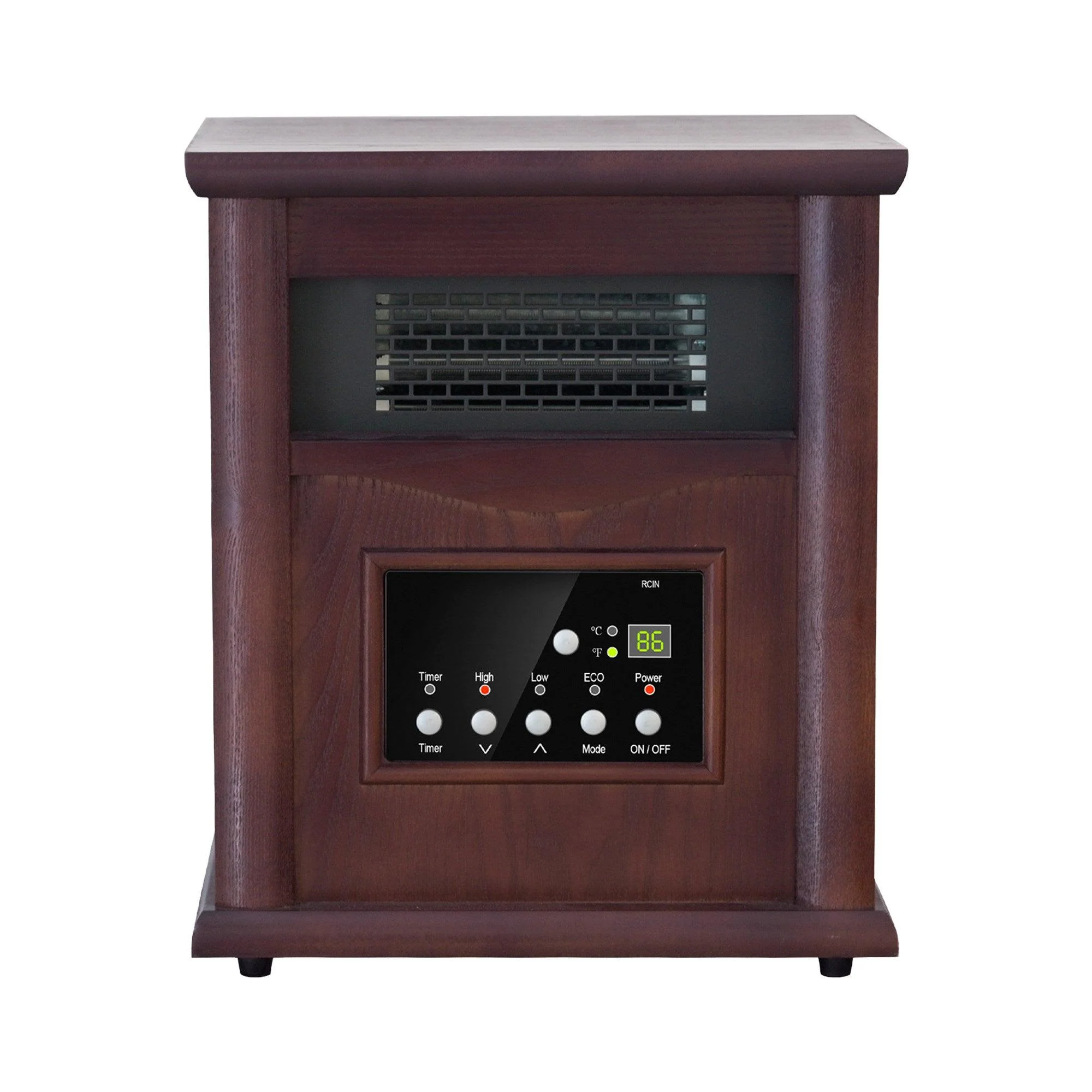 1500-Watt Electric Cabinet 4 Quartz Infrared Heater Wood with LED Digital Screen, Remote Control and Timer - Image 8