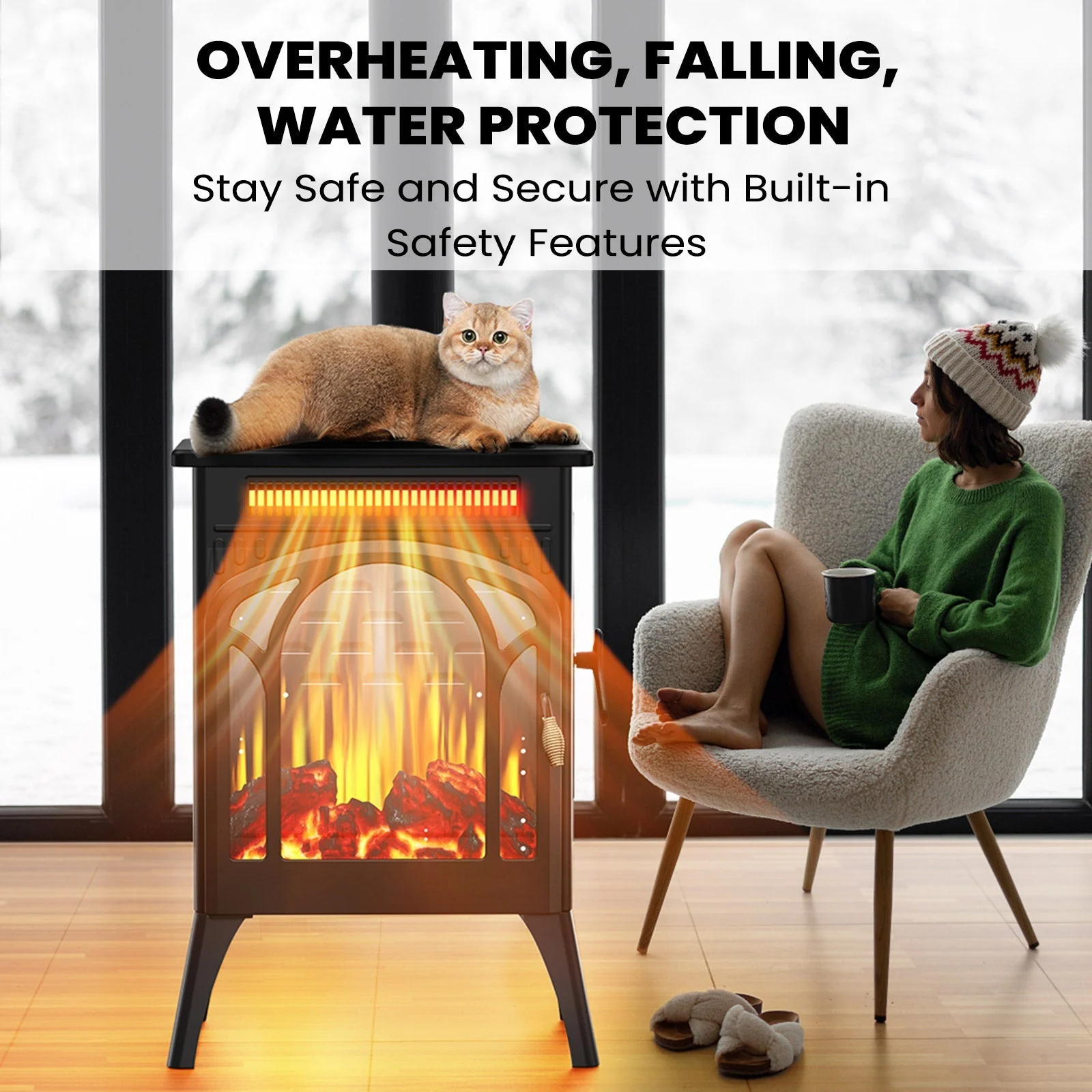 16" Free Standing Electric Fireplace Stove S180 - Image 4
