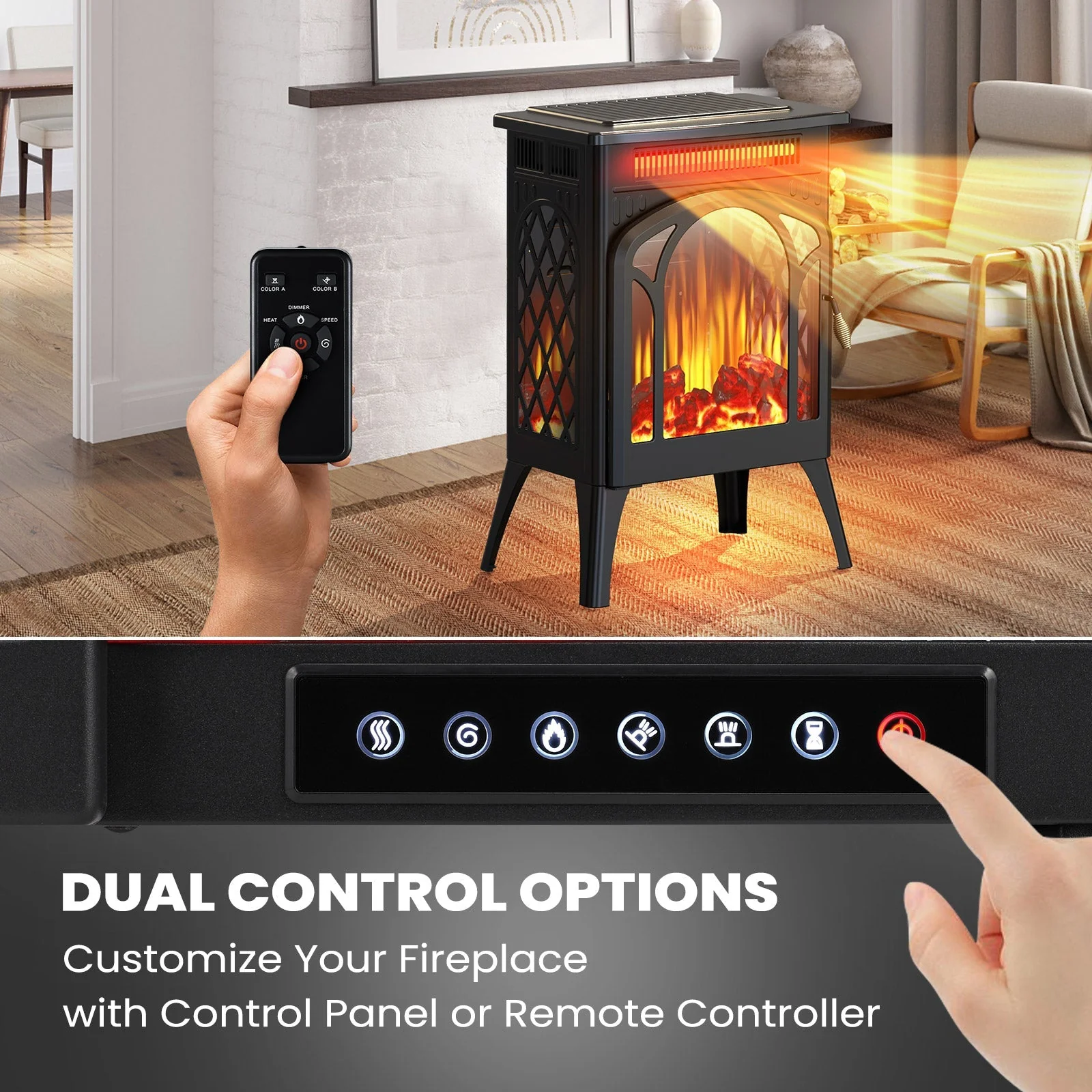 16" Free Standing Electric Fireplace Stove S180 - Image 5