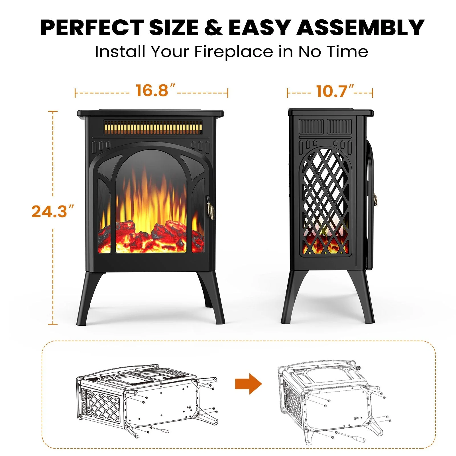 16" Free Standing Electric Fireplace Stove S180 - Image 7