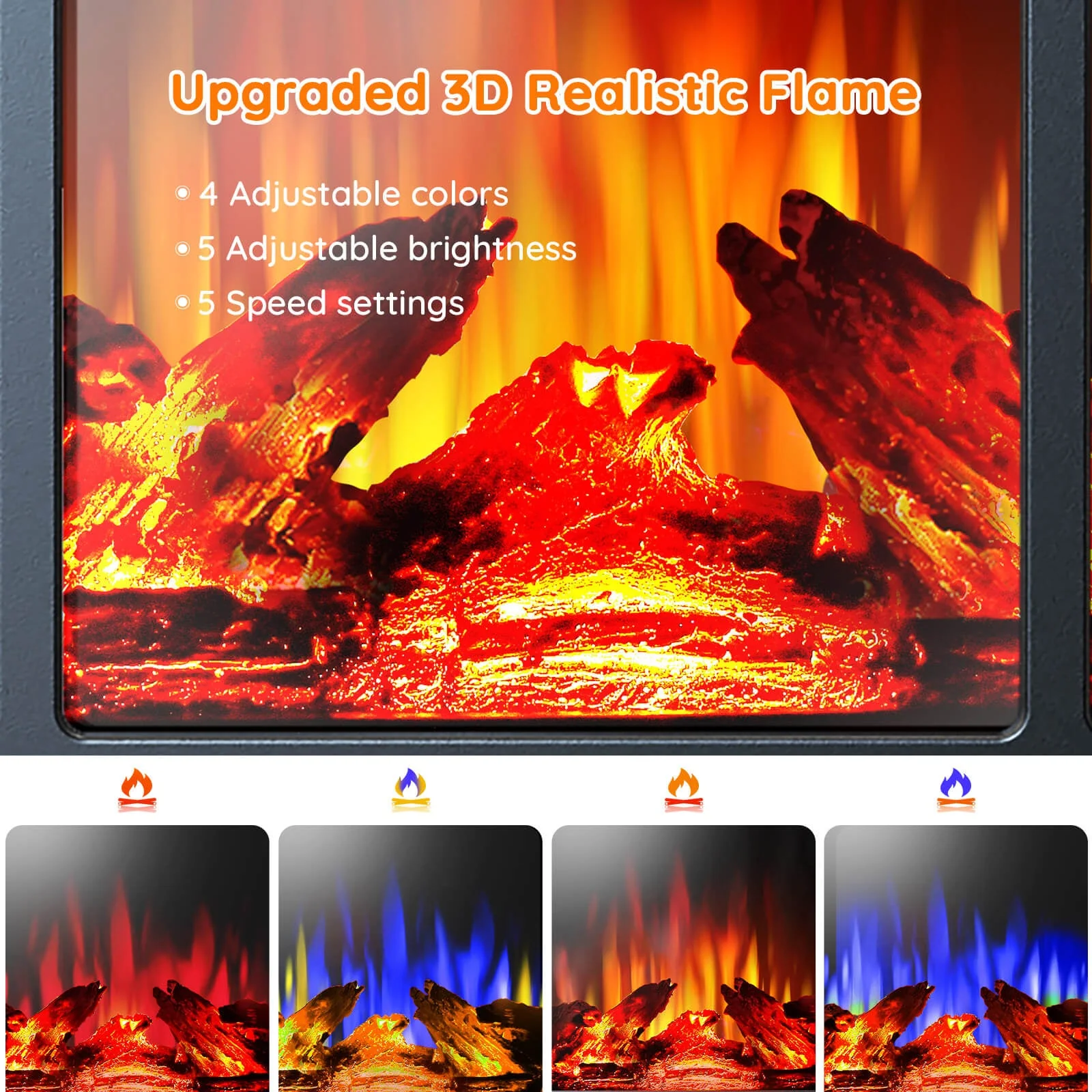 16" Free Standing Electric Fireplace Stove S180BP - Image 4