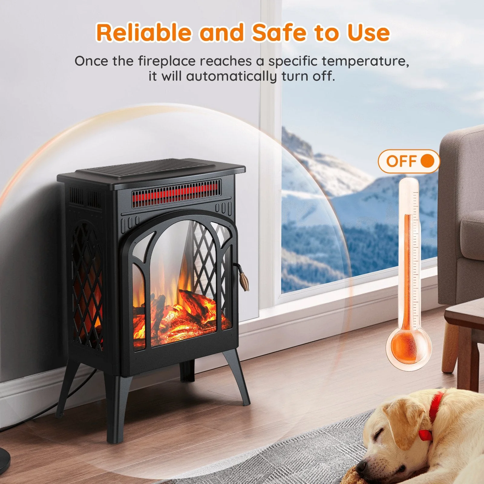 16" Free Standing Electric Fireplace Stove S180BP - Image 6