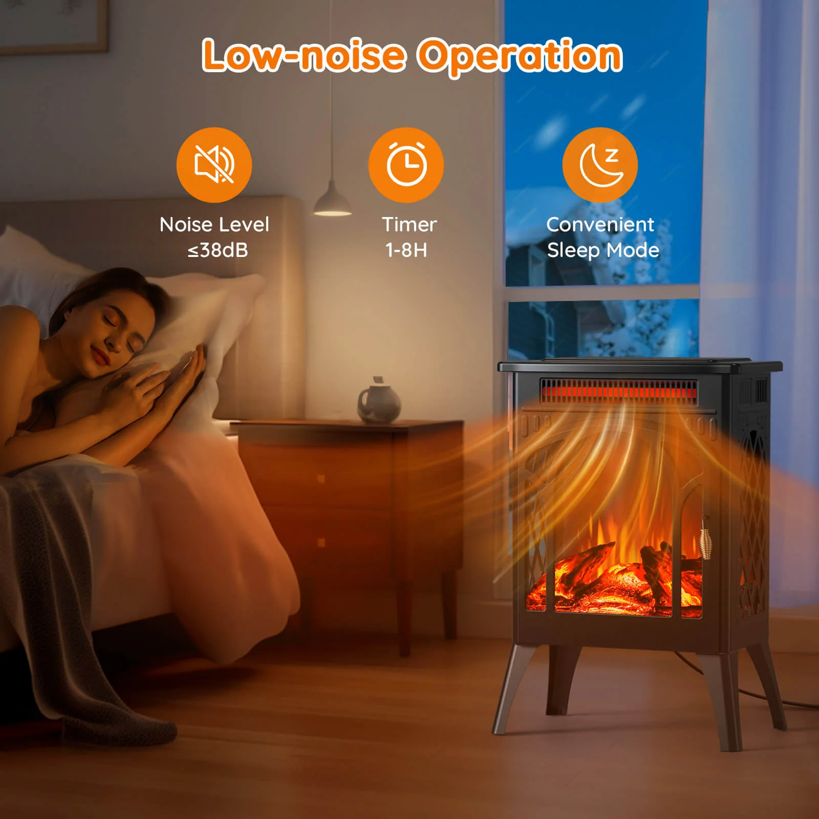 16" Free Standing Electric Fireplace Stove S180BP - Image 9