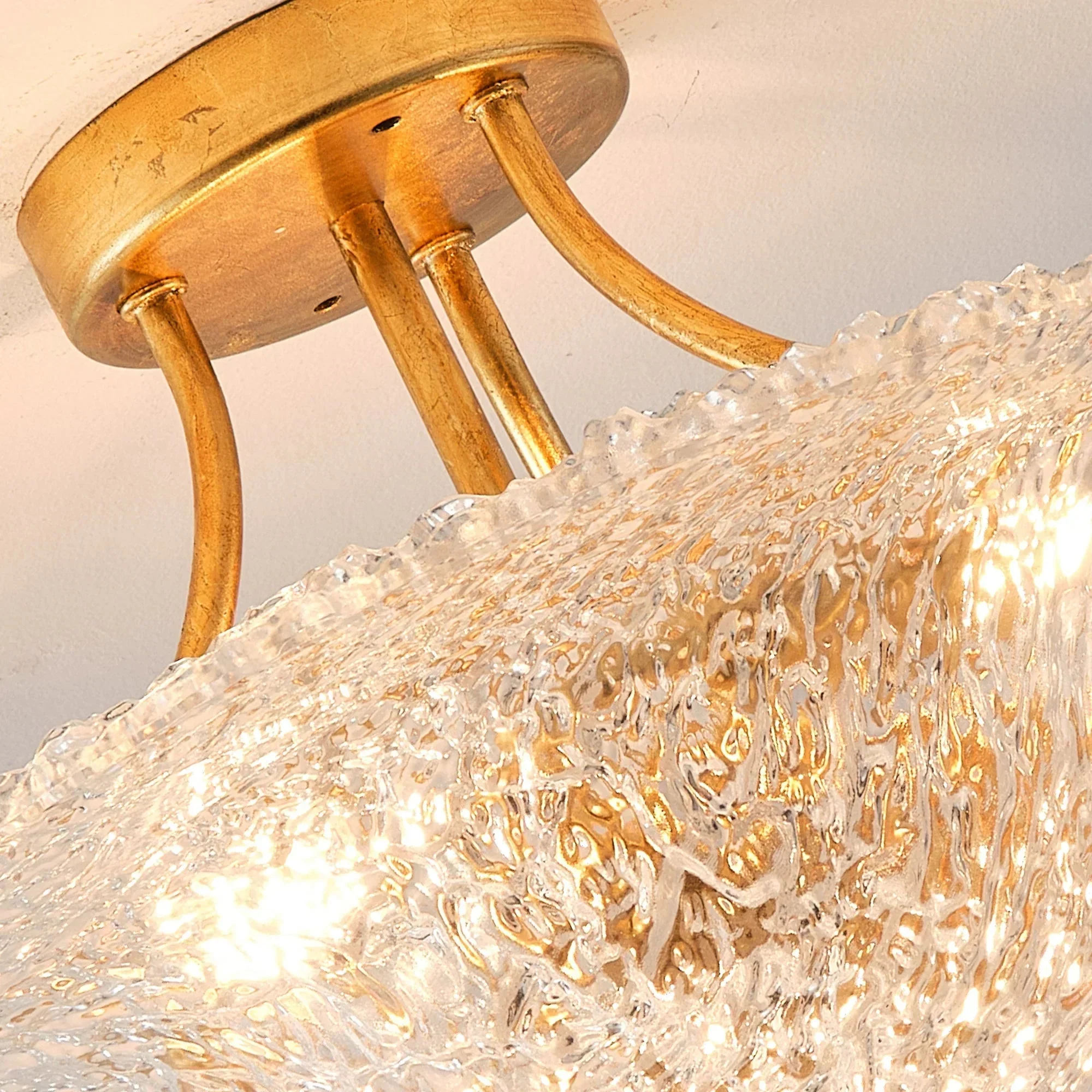 16 Inch Page 3-Light Vintage Golden Semi-Flush Mount Ceiling Light - Image 8