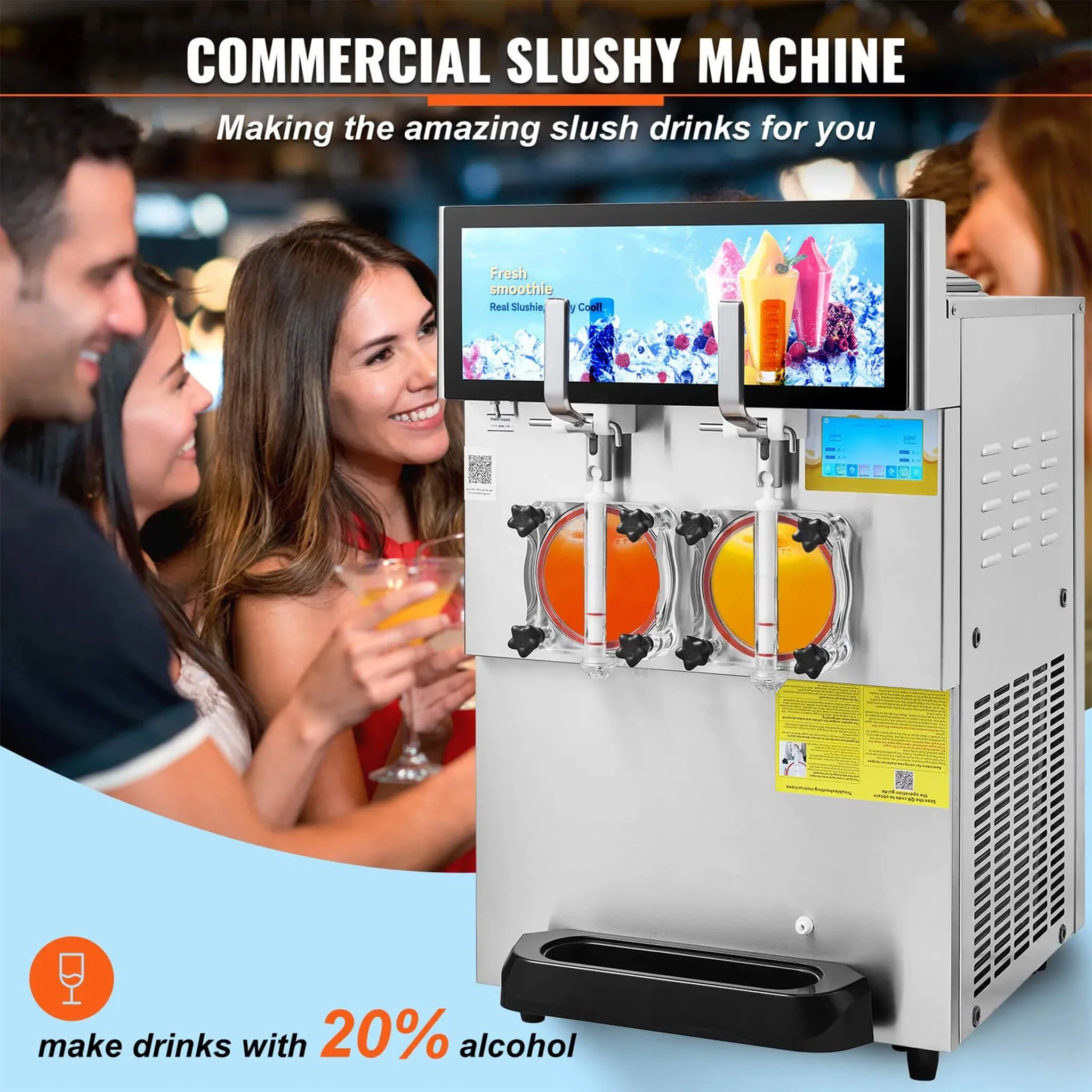 16L Commercial 1155W Double Bowl Stainless Steel Slushy Margarita Machine (SAK98402) - Image 7