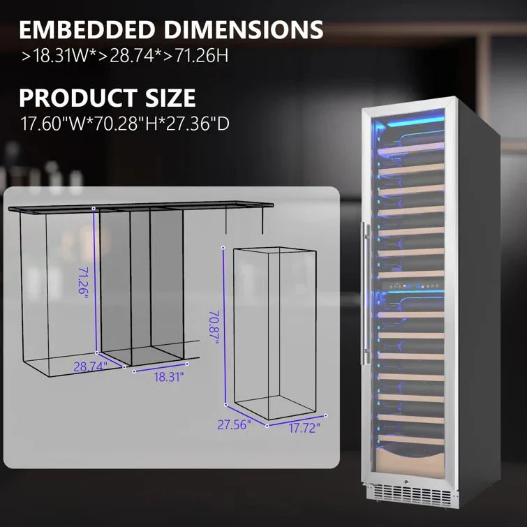 17.72" 111 Bottles Dual Zone Built-in/Freestanding Wine Refrigerator - Image 5