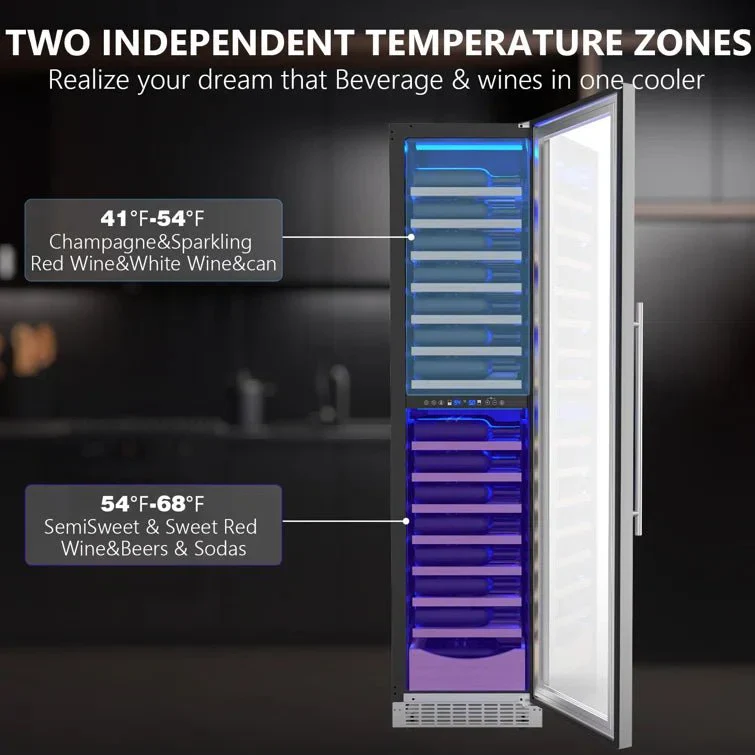 17.72" 111 Bottles Dual Zone Built-in/Freestanding Wine Refrigerator - Image 7
