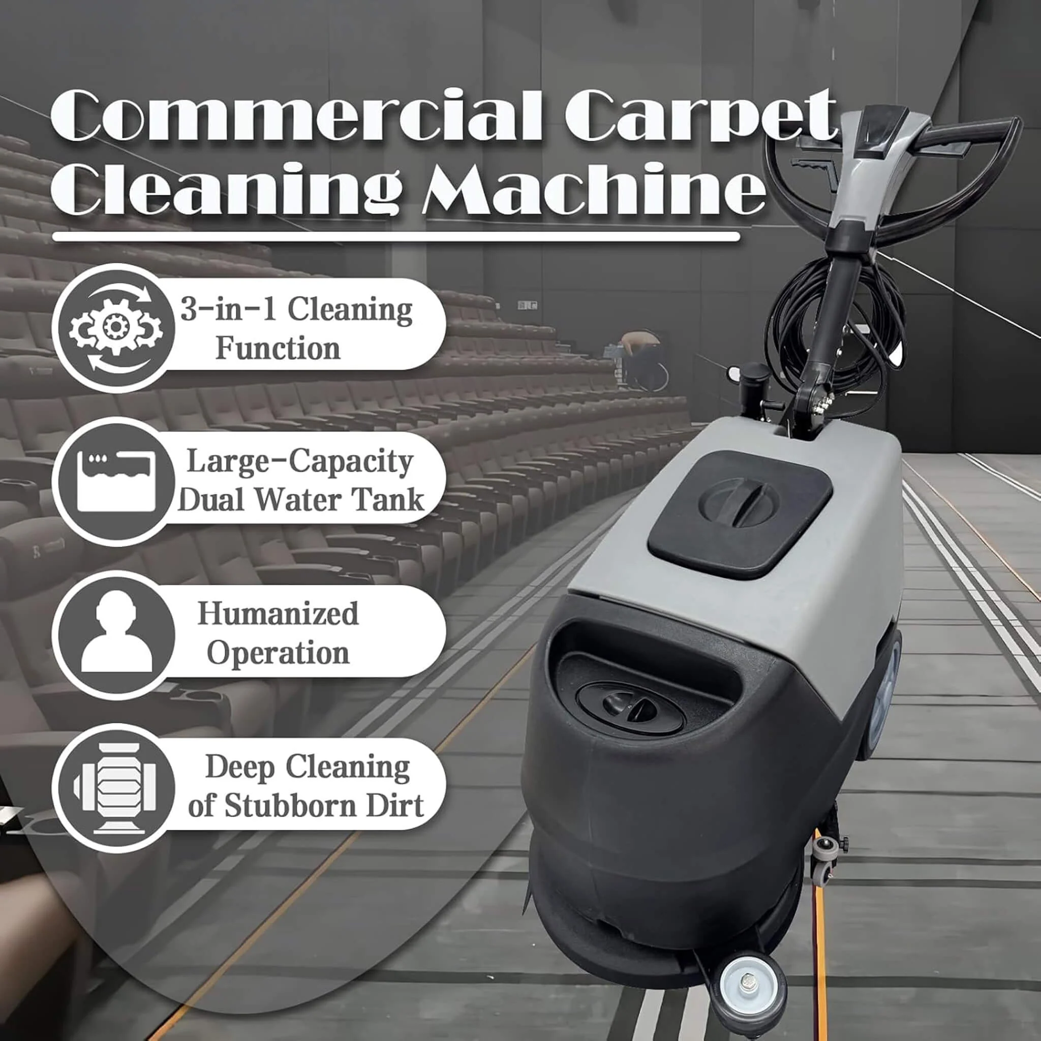 17-Inch 110V Heavy-Duty Commercial Walk-Behind Dual Tank Floor Scrubber (SAK83472) - Image 3