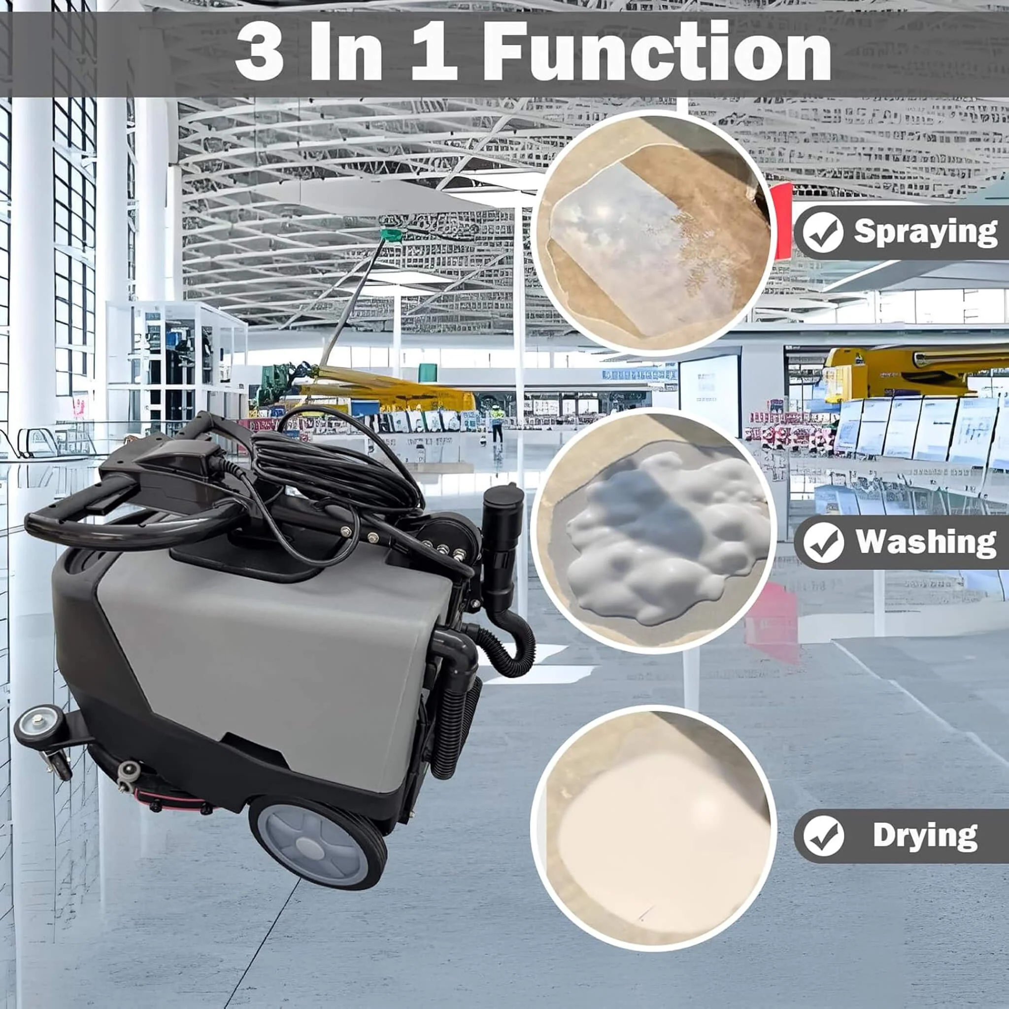 17-Inch 110V Heavy-Duty Commercial Walk-Behind Dual Tank Floor Scrubber (SAK83472) - Image 4