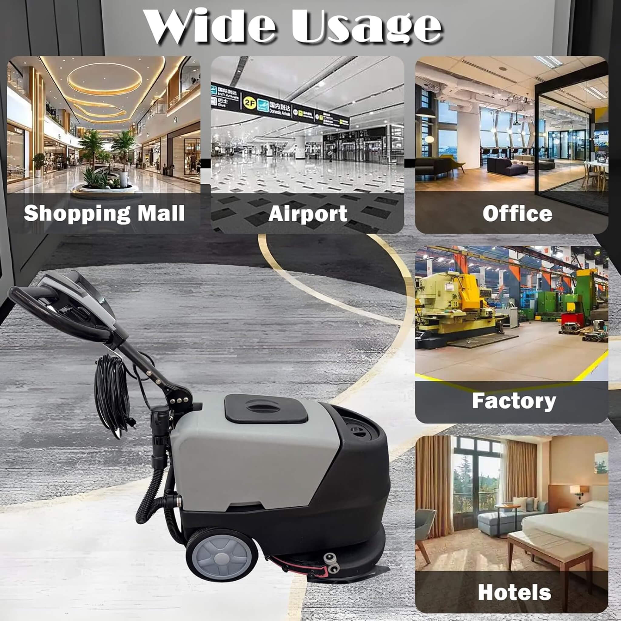 17-Inch 110V Heavy-Duty Commercial Walk-Behind Dual Tank Floor Scrubber (SAK83472) - Image 5