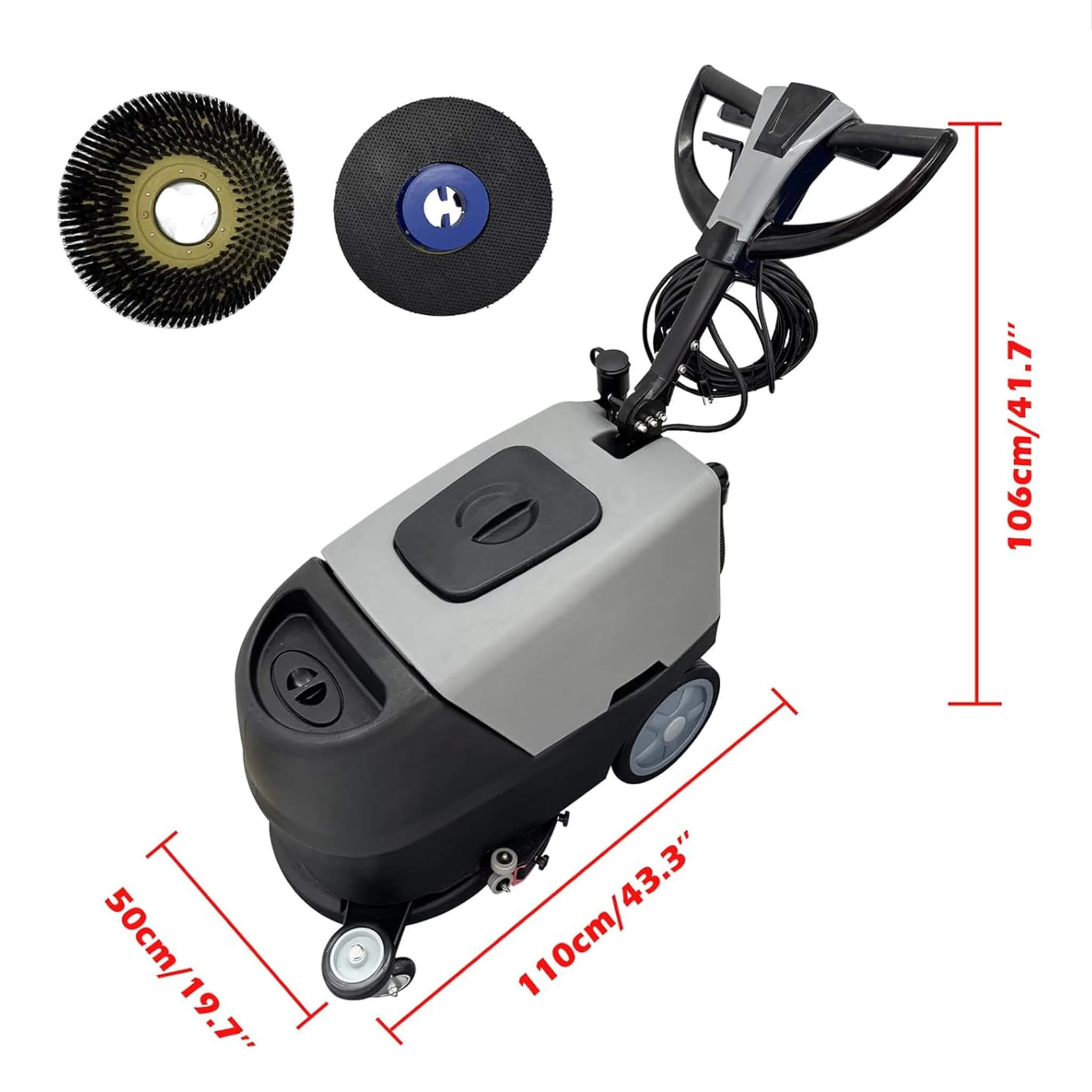 17-Inch 110V Heavy-Duty Commercial Walk-Behind Dual Tank Floor Scrubber (SAK83472) - Image 9