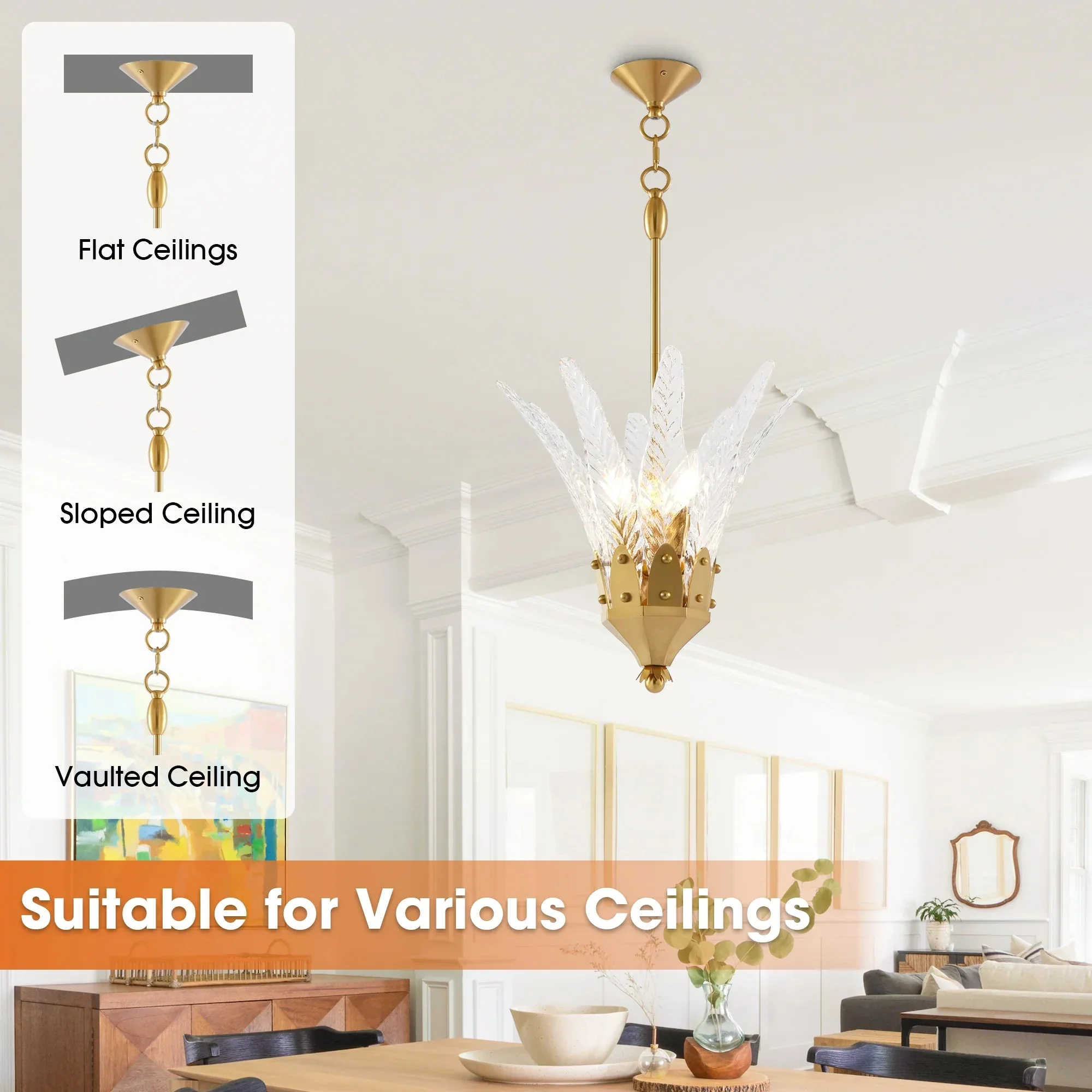 17 Inch Vito 3-Light Feather-shaped Island Pendant Light - Image 10