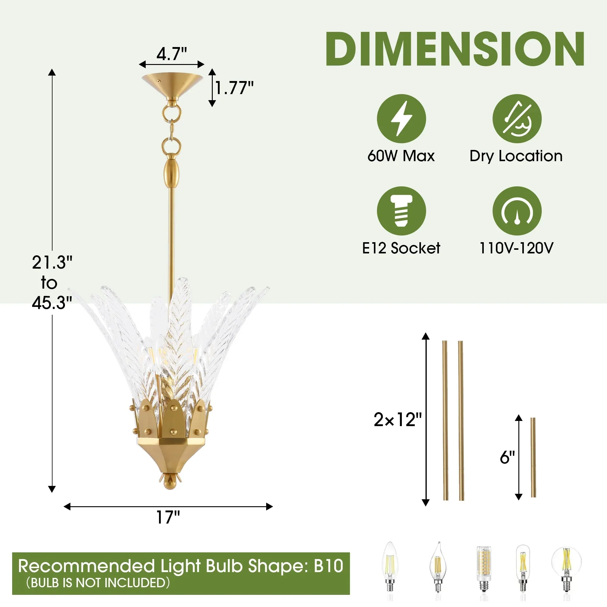 17 Inch Vito 3-Light Feather-shaped Island Pendant Light - Image 5