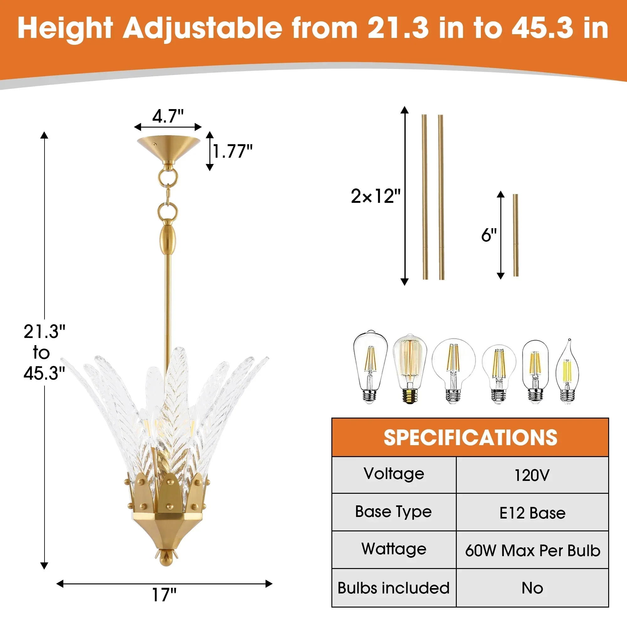 17 Inch Vito 3-Light Feather-shaped Island Pendant Light - Image 6