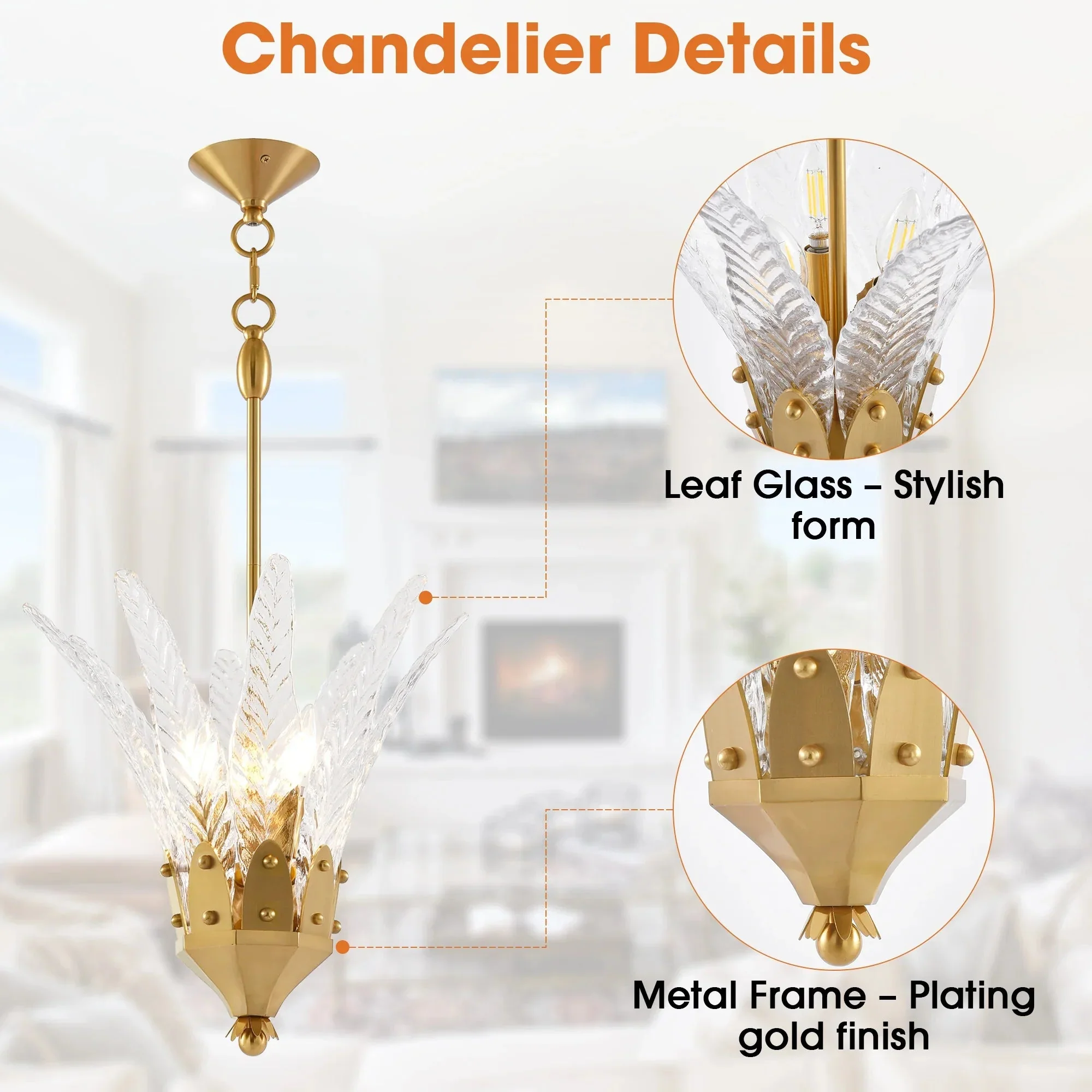 17 Inch Vito 3-Light Feather-shaped Island Pendant Light - Image 8