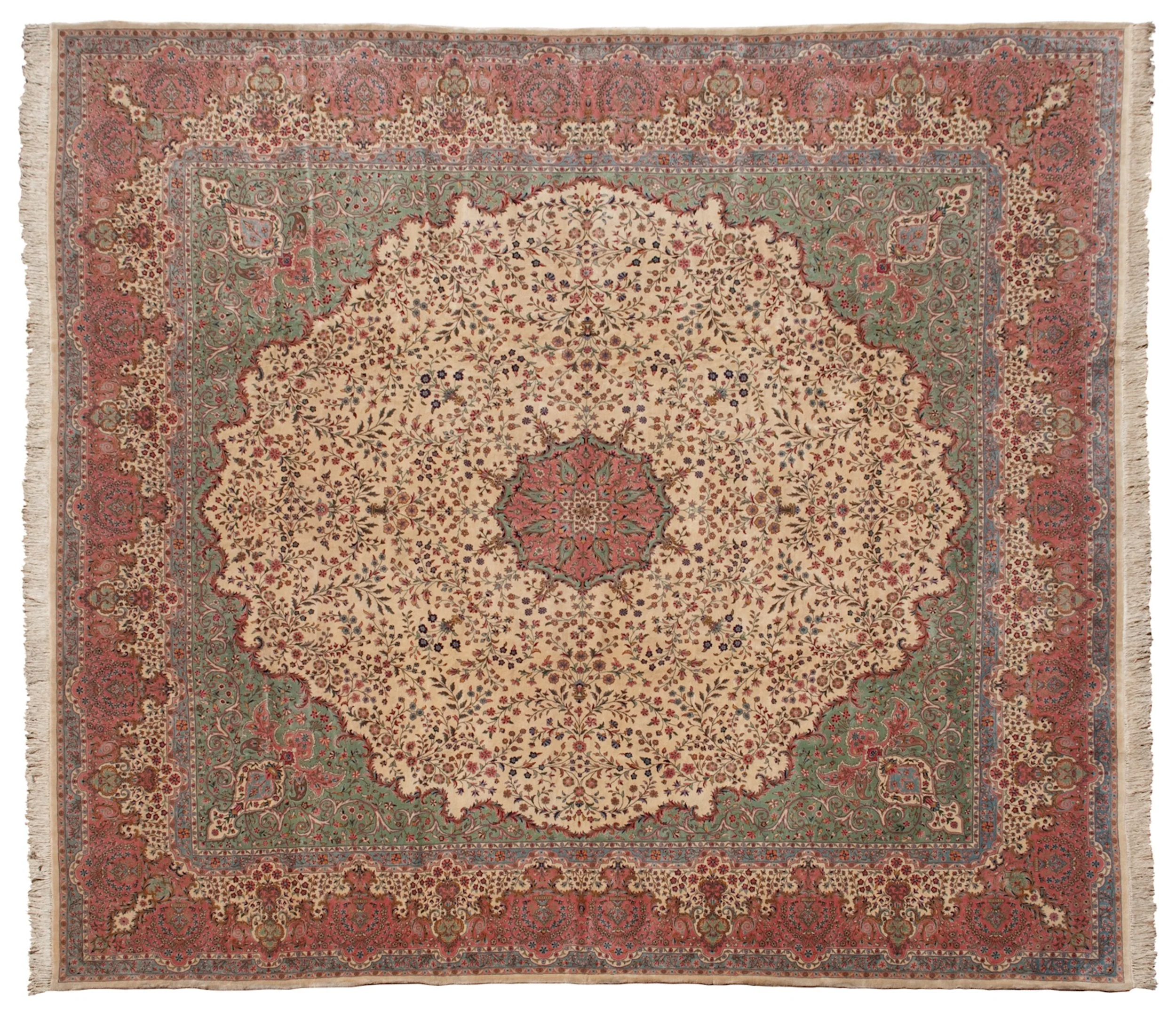 17x19 Vintage Bulgarian Kerman Design Square Carpet