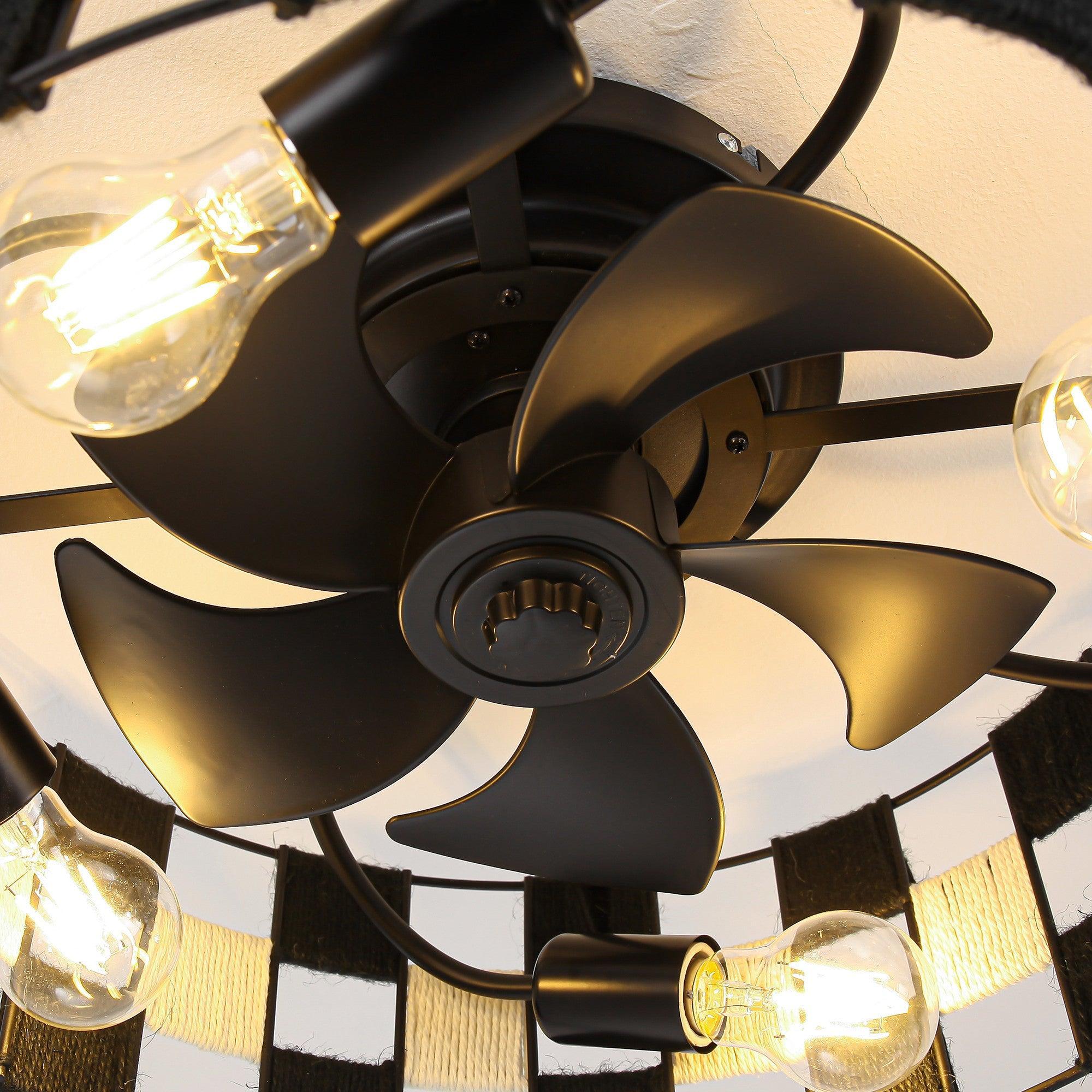 18 Inch Black Industrial Flush Mount Ceiling Fan with Light APP and Remote Control - Image 10