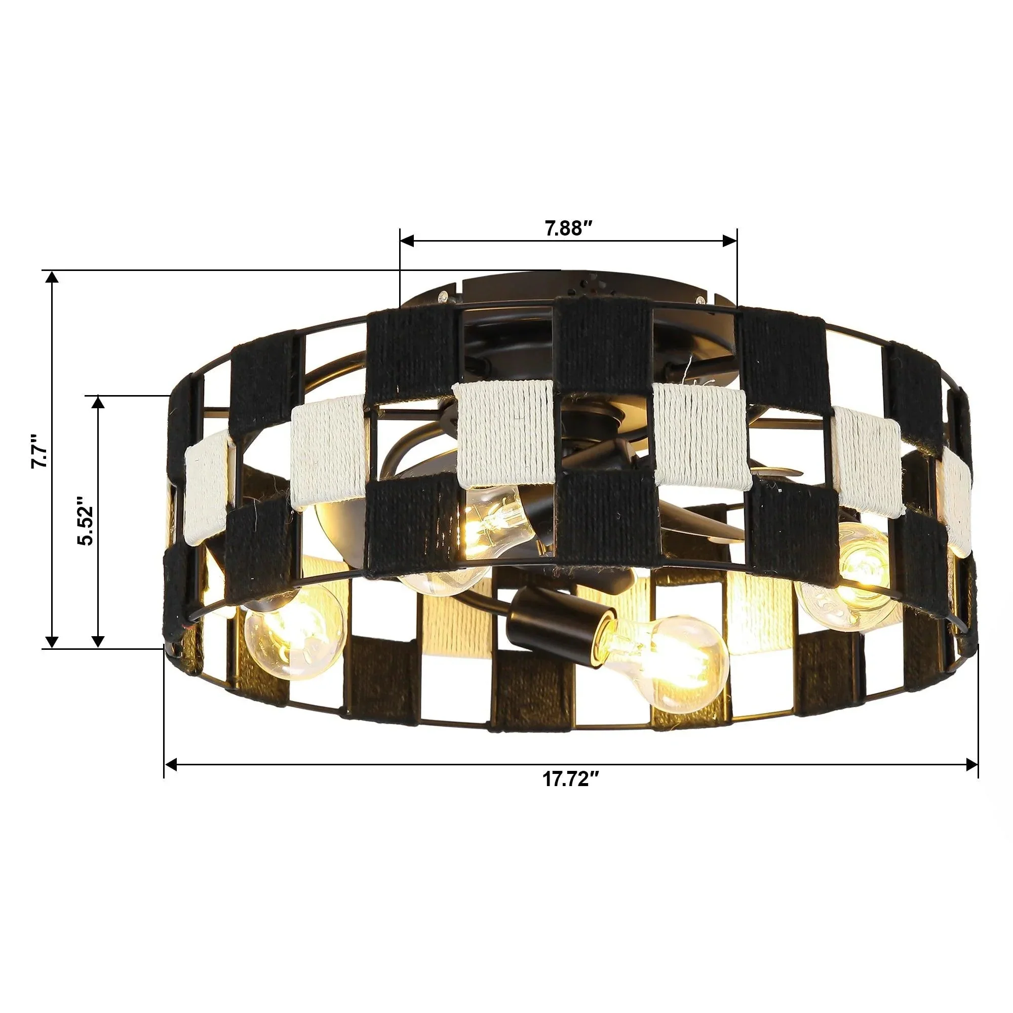 18 Inch Black Industrial Flush Mount Ceiling Fan with Light APP and Remote Control - Image 14