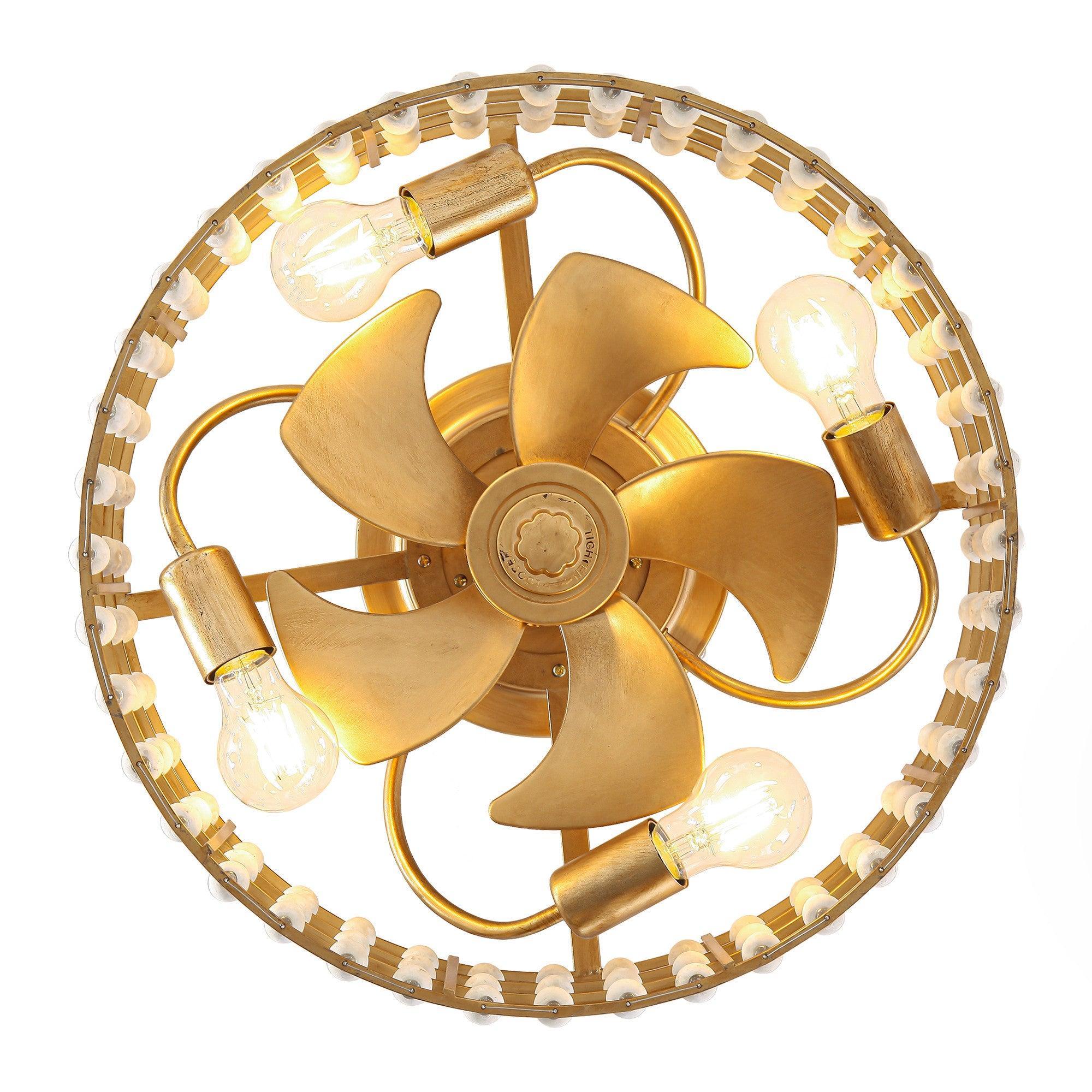 18 Inch Golden Farmhouse Wooden Beads Flush Mount Ceiling Fan with APP and Remote Control - Image 12