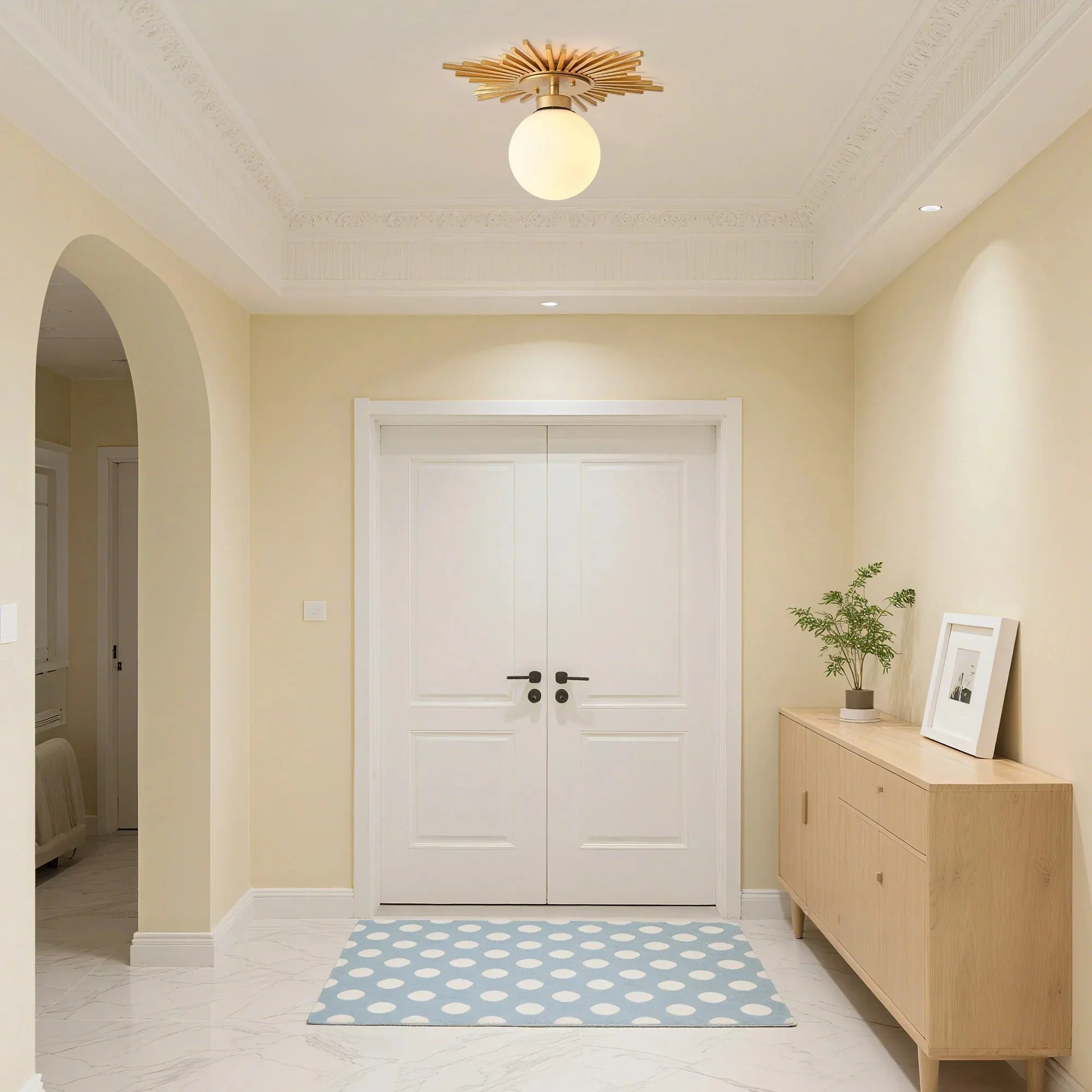18 Inch Iris 1-Light Golden Semi-Flush Mount Ceiling Light - Image 2
