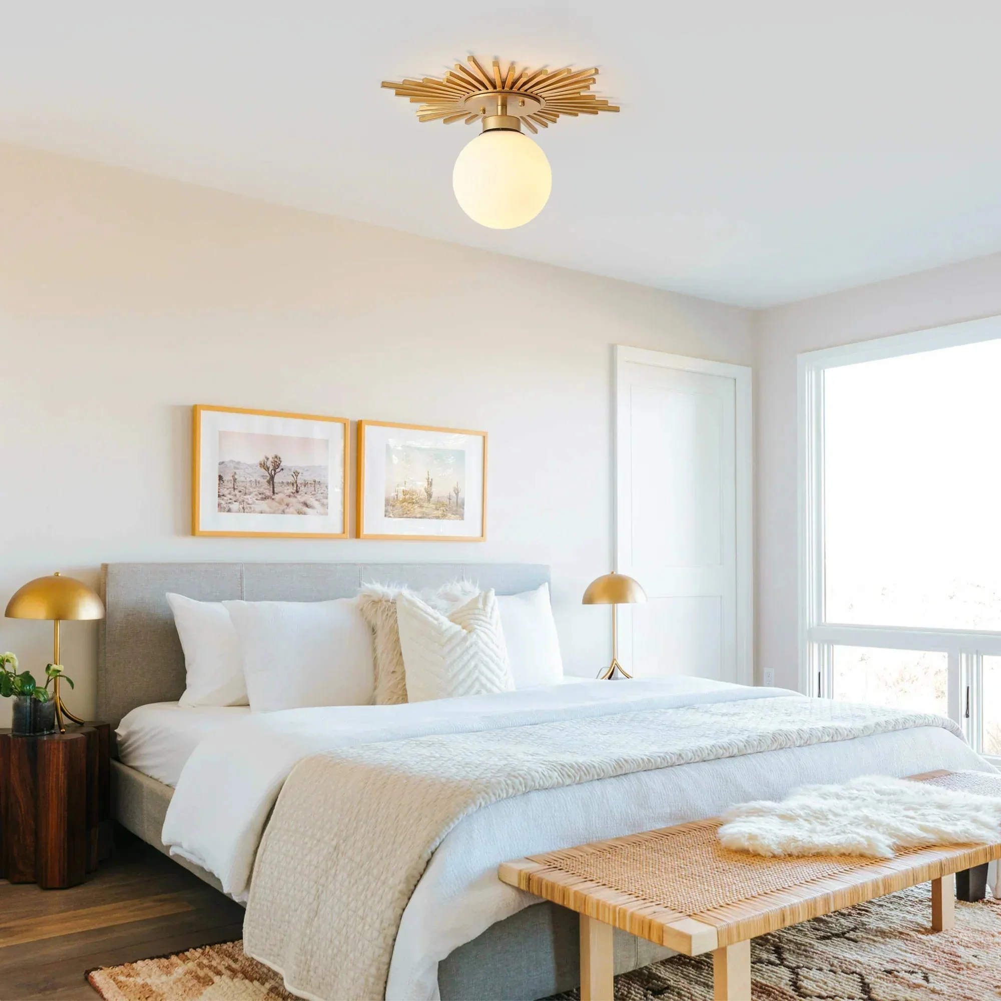 18 Inch Iris 1-Light Golden Semi-Flush Mount Ceiling Light - Image 5