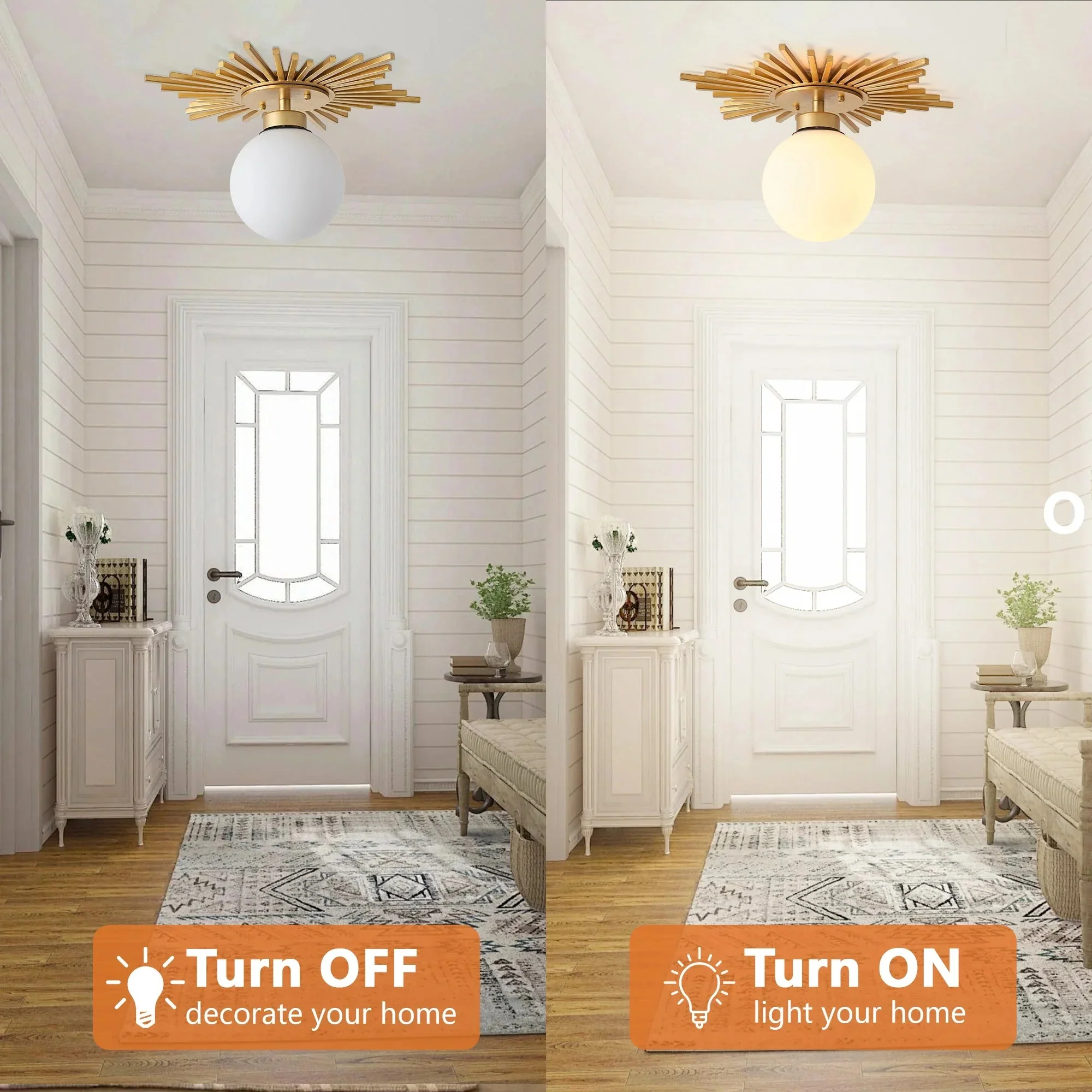 18 Inch Iris 1-Light Golden Semi-Flush Mount Ceiling Light - Image 6