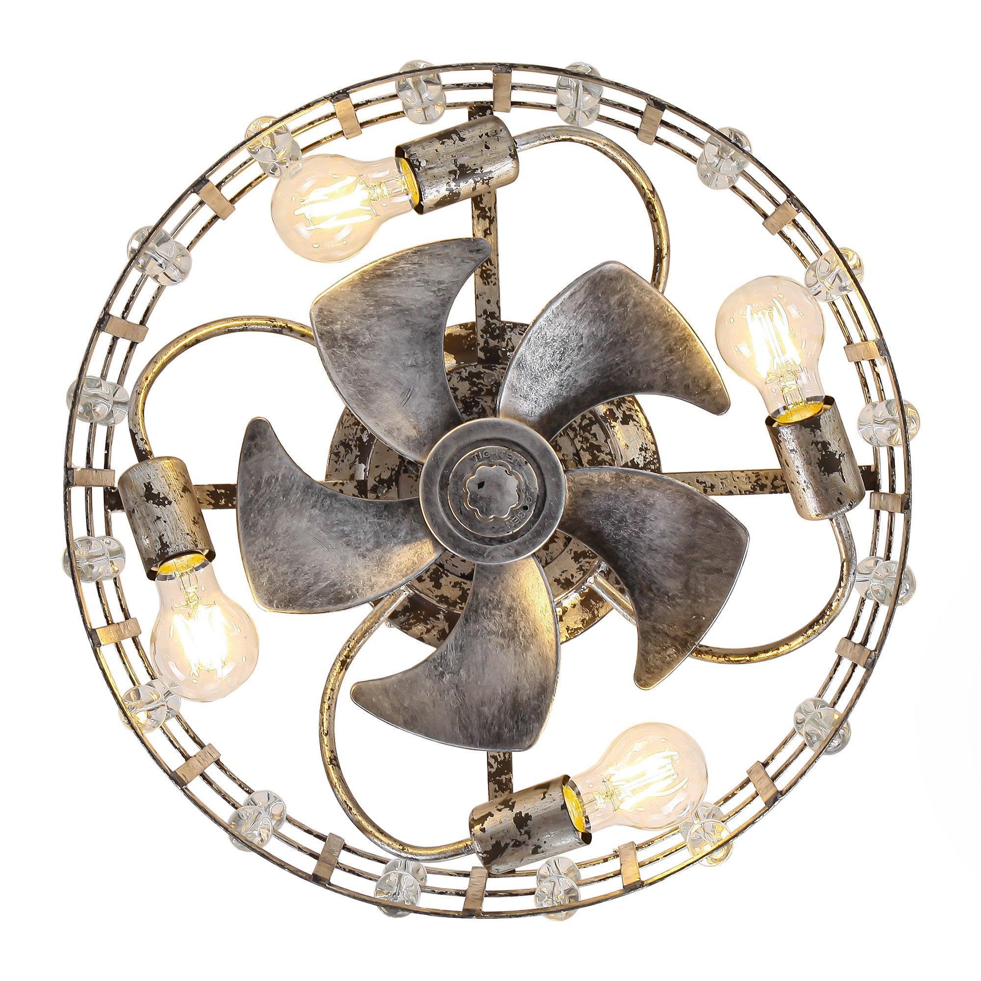 18 Inch Retro Silver Crystal Flush Mount Ceiling Fan with APP Remote Control and Lighting - Image 13