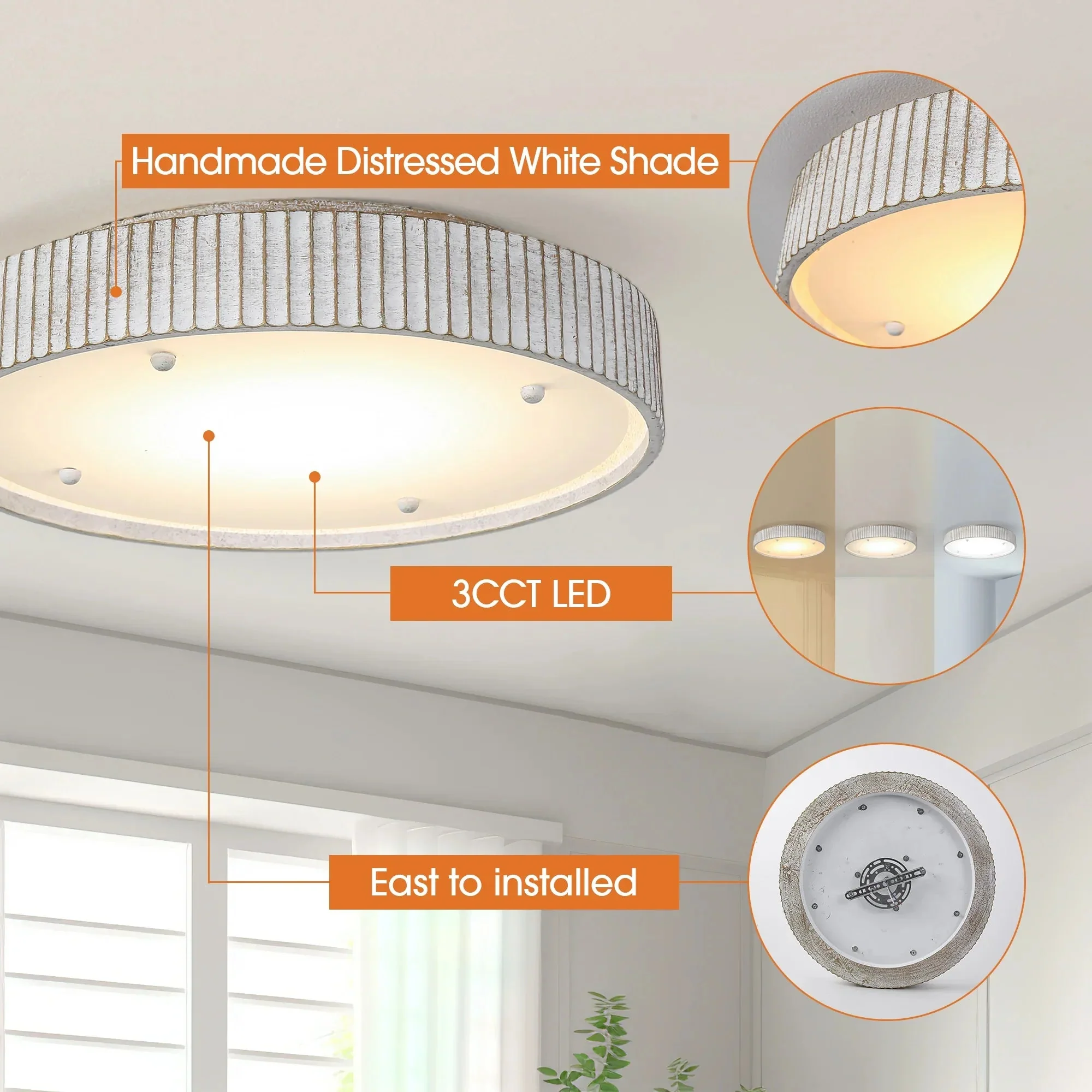 18 Inch White Modern Flush Mount LED Light - Image 6