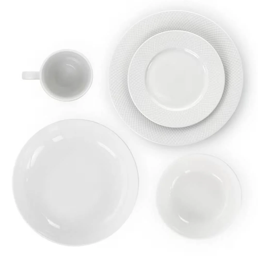 18-Piece White Porcelain Dinnerware Set with Plates Bowls Mugs - Service for 4 - Image 2