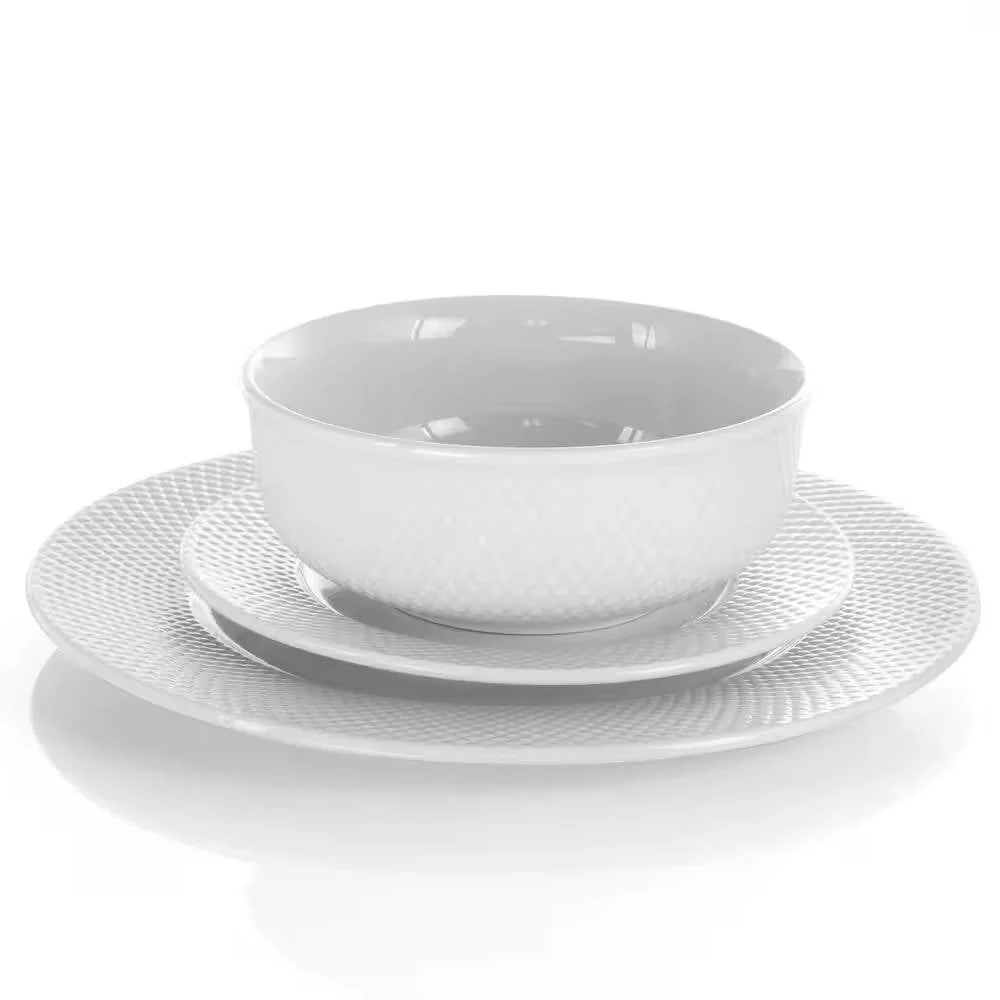 18-Piece White Porcelain Dinnerware Set with Plates Bowls Mugs - Service for 4 - Image 3