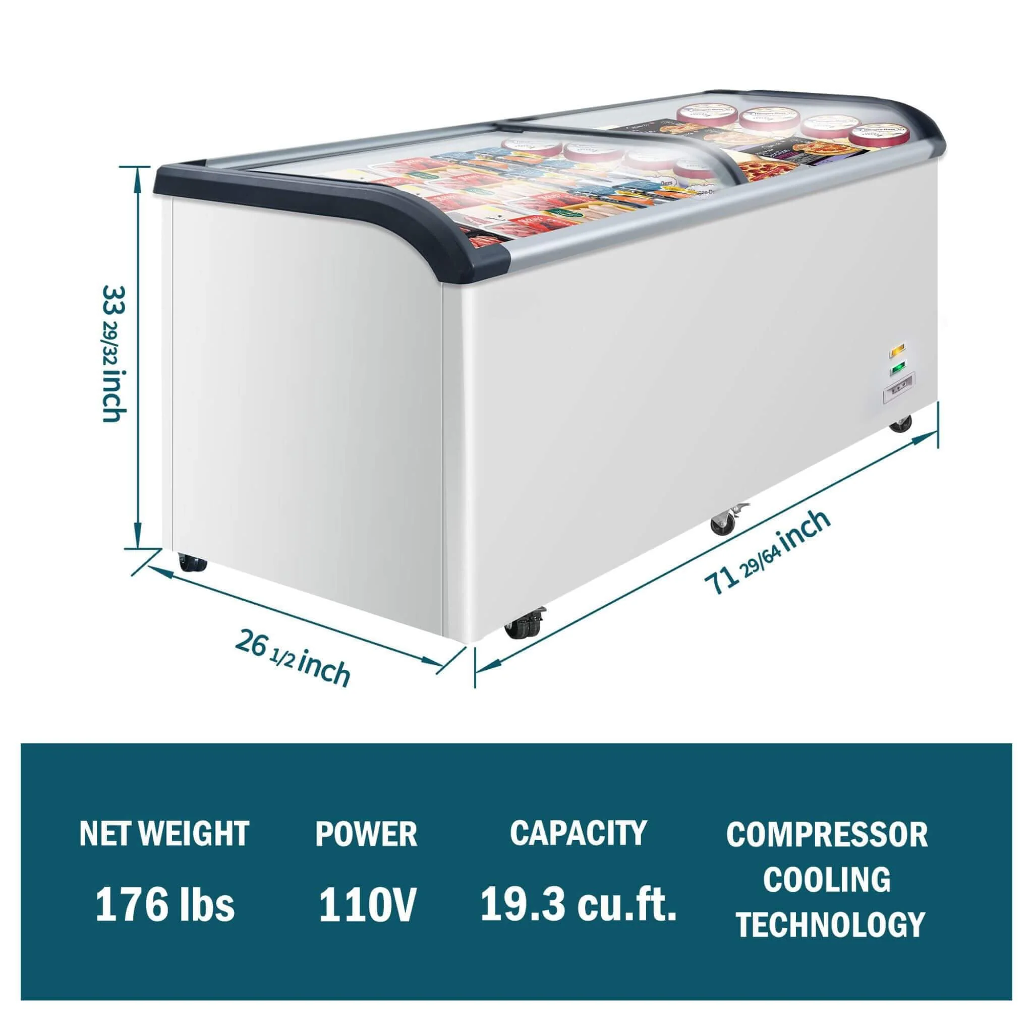 19.3 Cu.Ft Curved-Glass Commercial Display Ice Cream Freezer (SAK81726) - Image 16