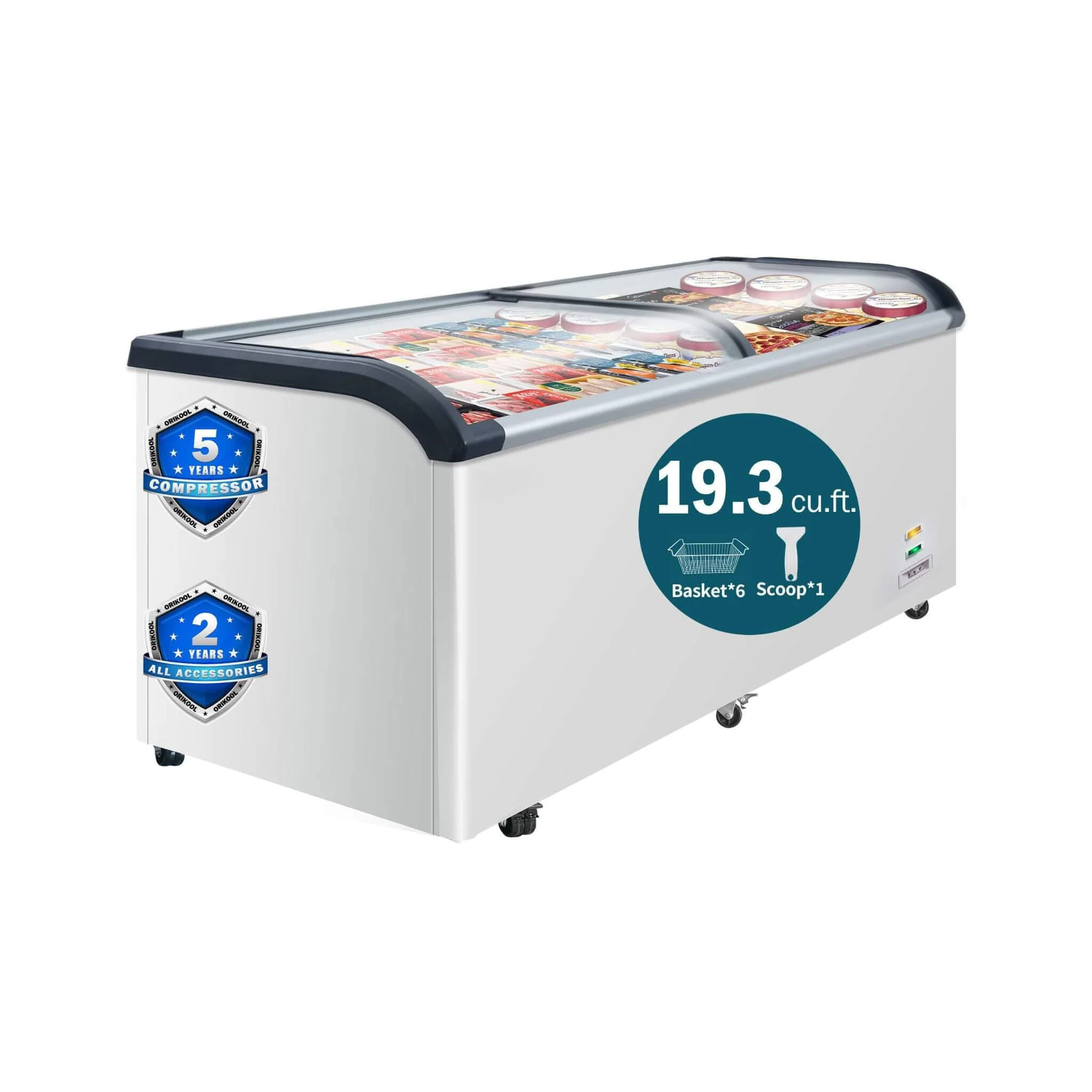 19.3 Cu.Ft Curved-Glass Commercial Display Ice Cream Freezer (SAK81726) - Image 4