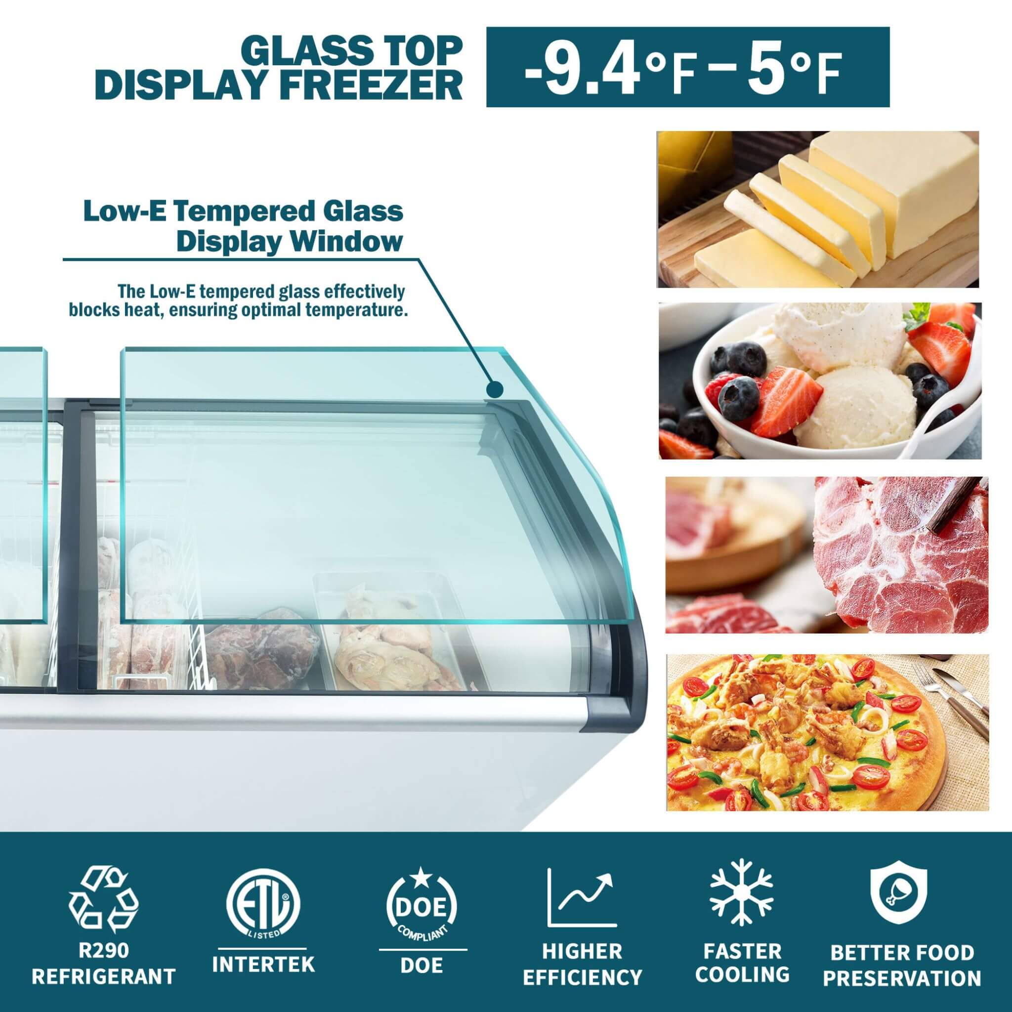 19.3 Cu.Ft Curved-Glass Commercial Display Ice Cream Freezer (SAK81726) - Image 6