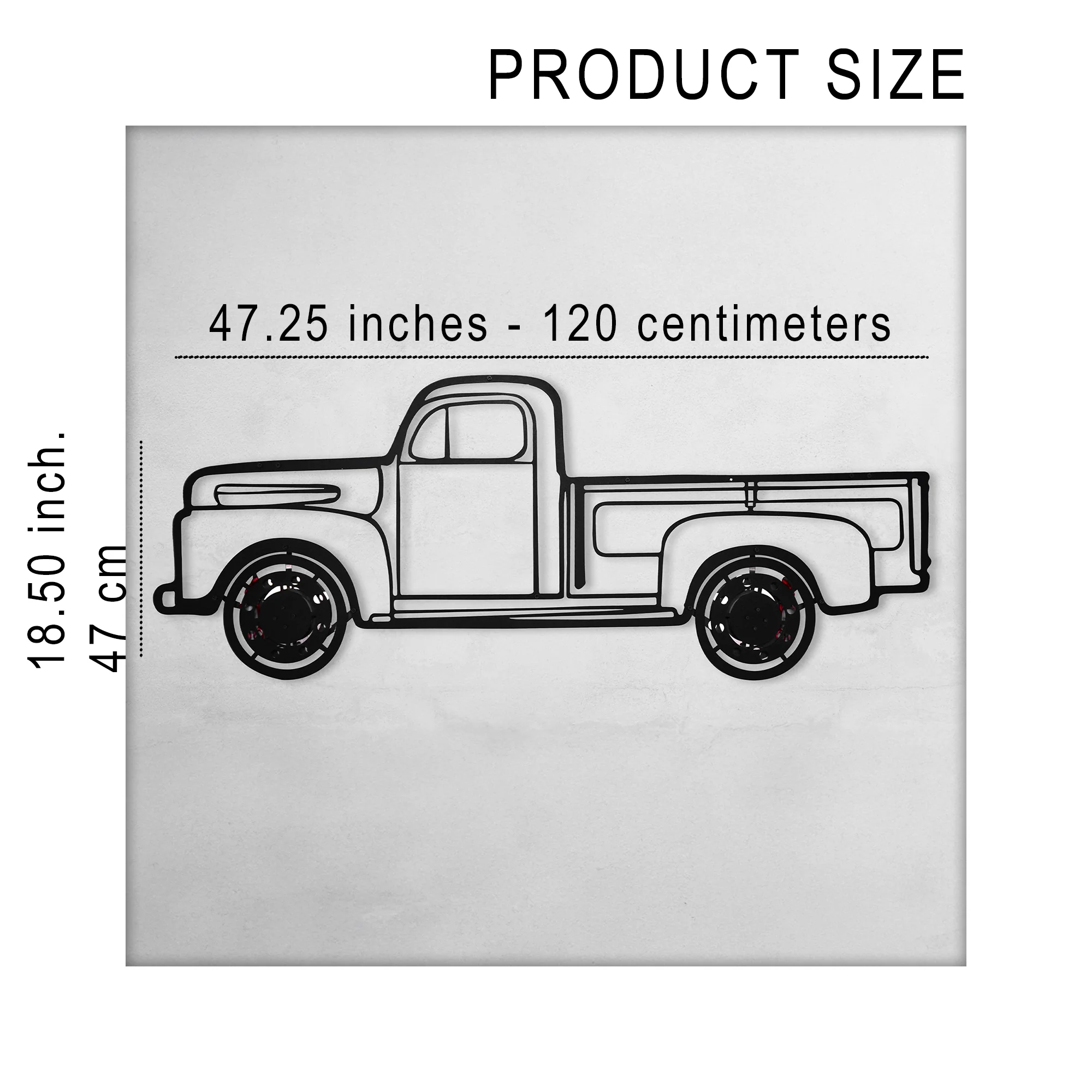 1949 Ford Pickup Wall Art – Classic Truck Steel Silhouette with Spinning Wheels-KAFMEKA041 - Image 12