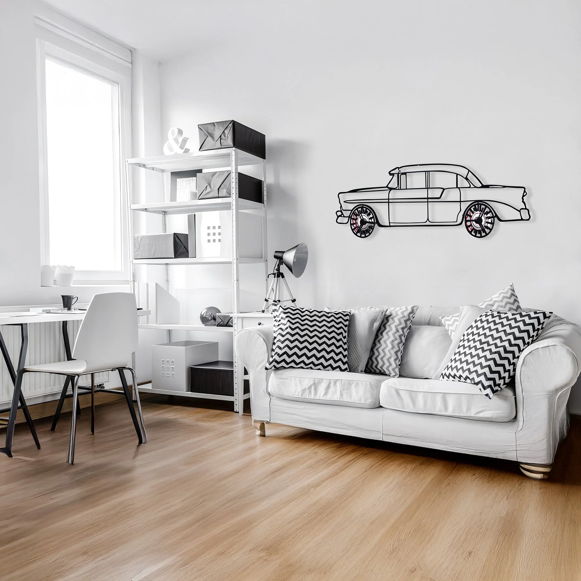 1956 Chevrolet Bel Air Wall Art – Classic Steel Silhouette with Spinning Wheels-KAFMEKA020 - Image 10