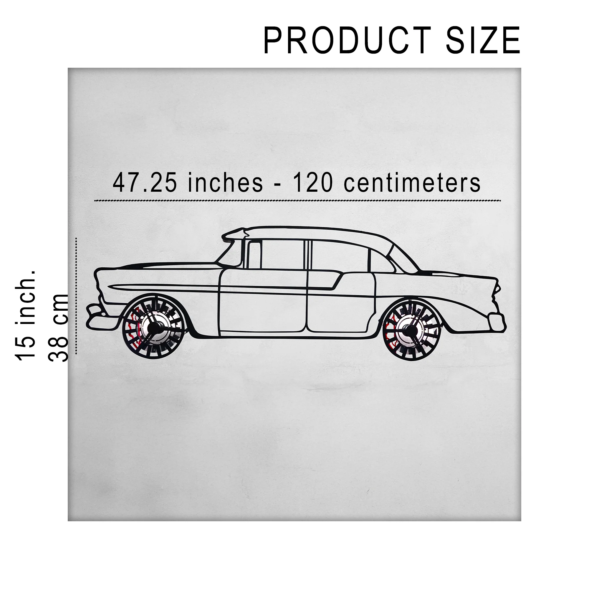 1956 Chevrolet Bel Air Wall Art – Classic Steel Silhouette with Spinning Wheels-KAFMEKA020 - Image 11