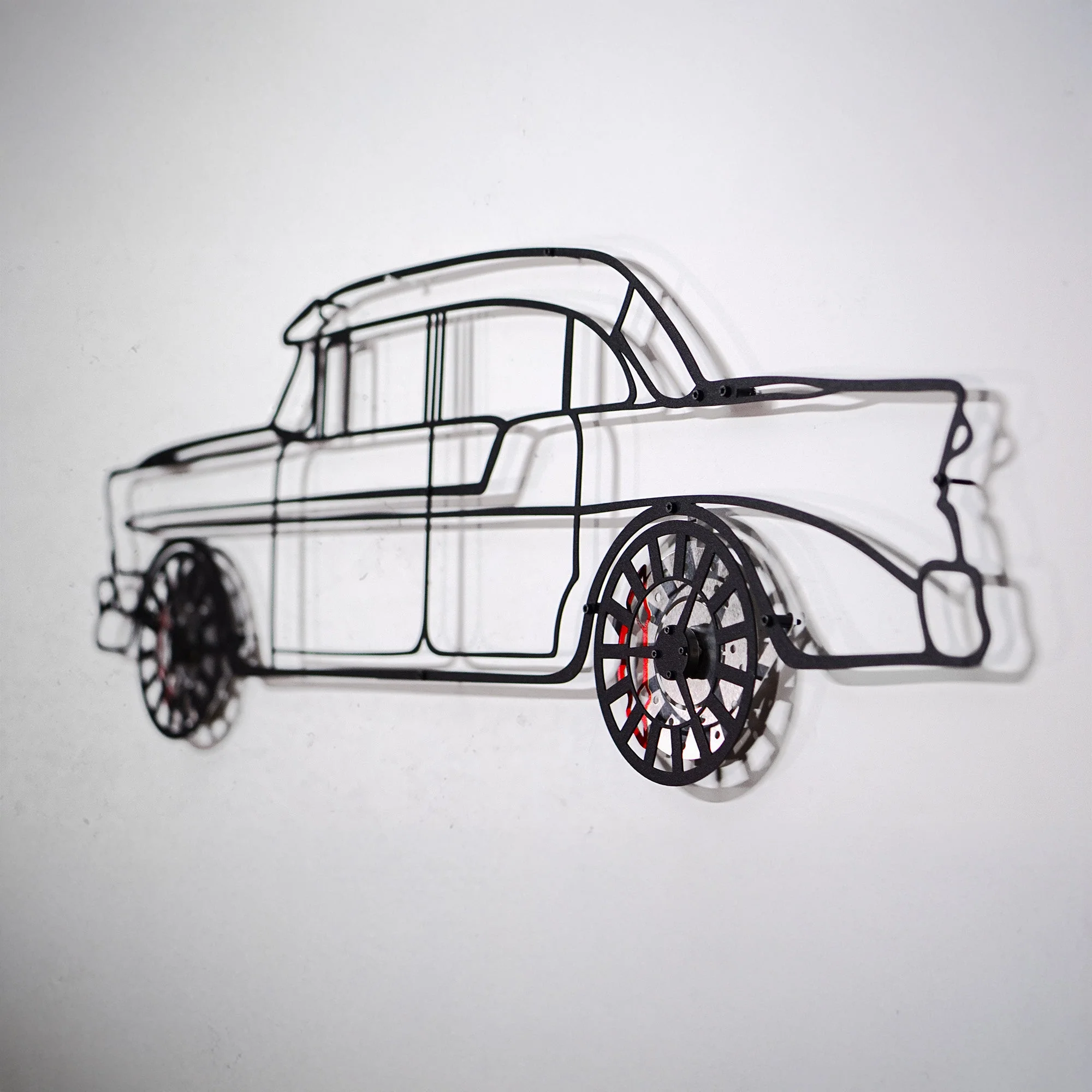 1956 Chevrolet Bel Air Wall Art – Classic Steel Silhouette with Spinning Wheels-KAFMEKA020 - Image 4