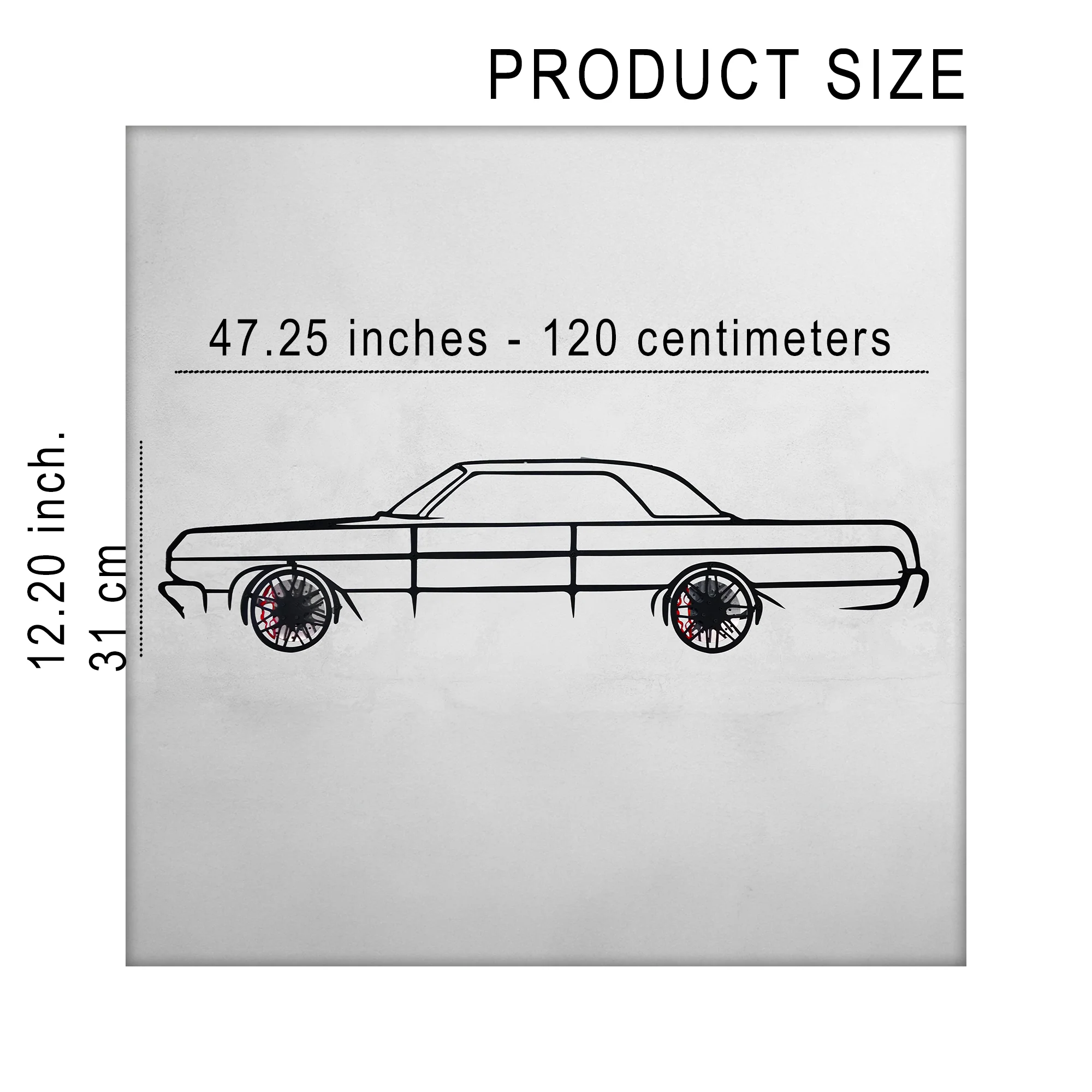 1964 Chevrolet Impala Wall Art – Classic Steel Silhouette with Spinning Wheels-KAFMEKA022 - Image 11