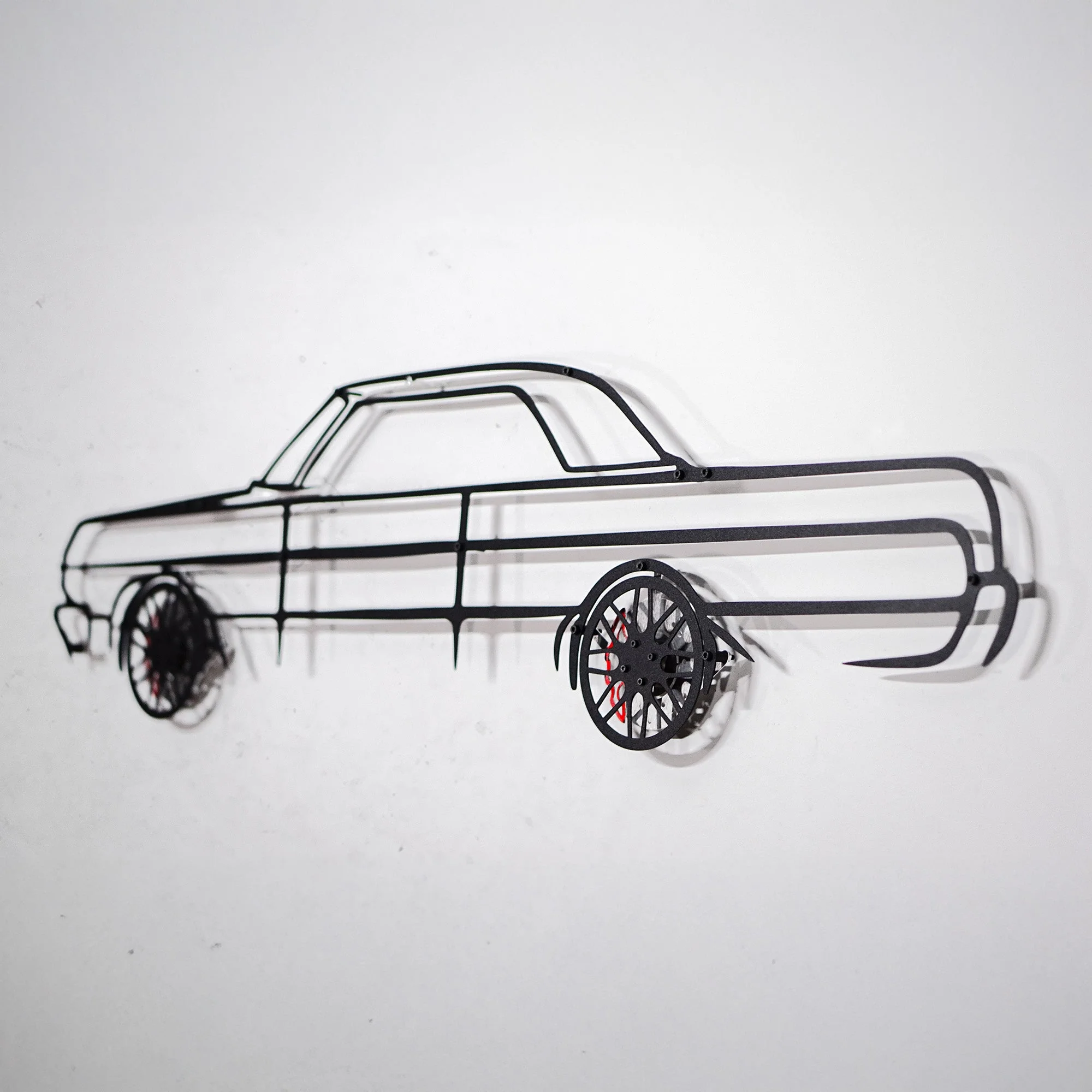 1964 Chevrolet Impala Wall Art – Classic Steel Silhouette with Spinning Wheels-KAFMEKA022 - Image 2