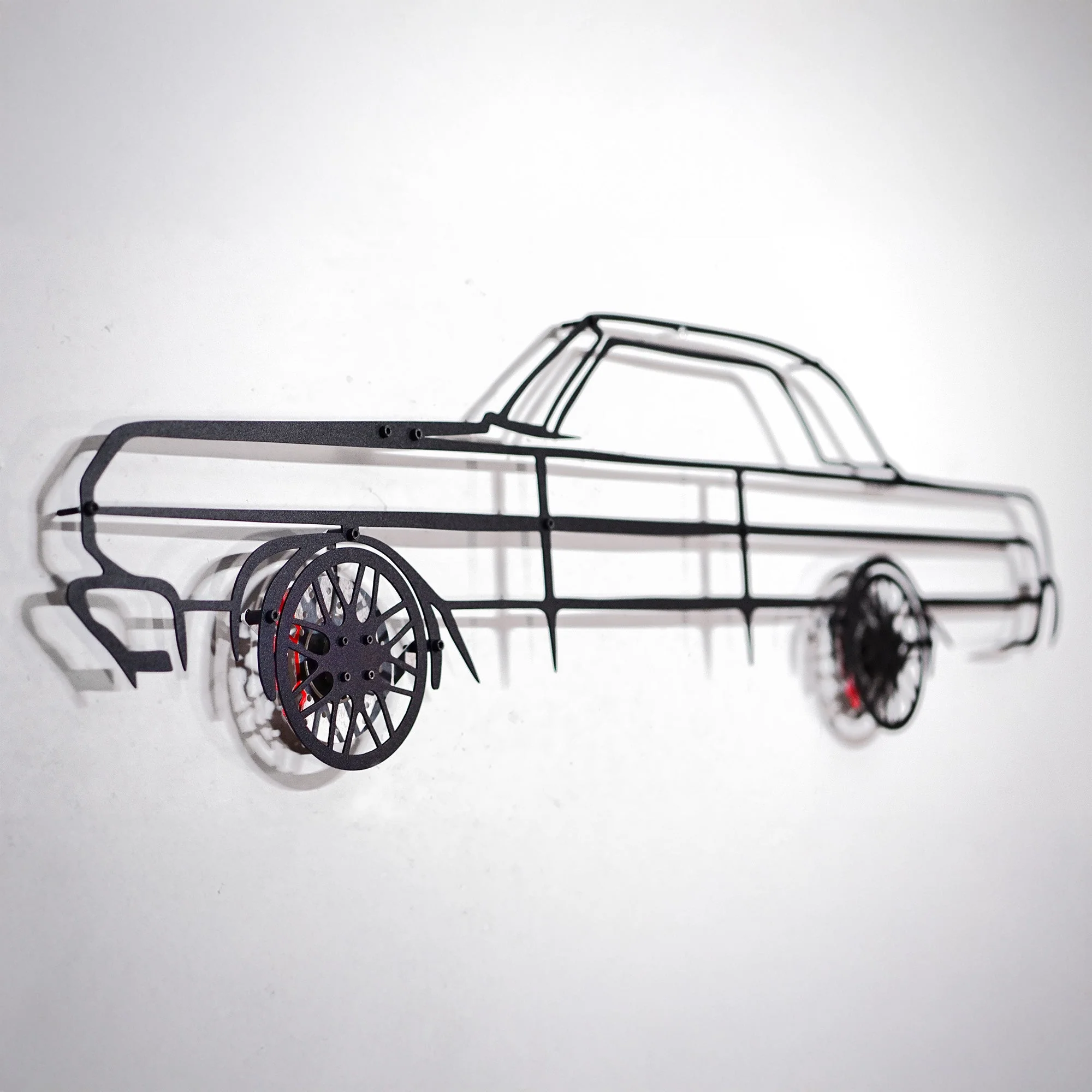 1964 Chevrolet Impala Wall Art – Classic Steel Silhouette with Spinning Wheels-KAFMEKA022 - Image 9