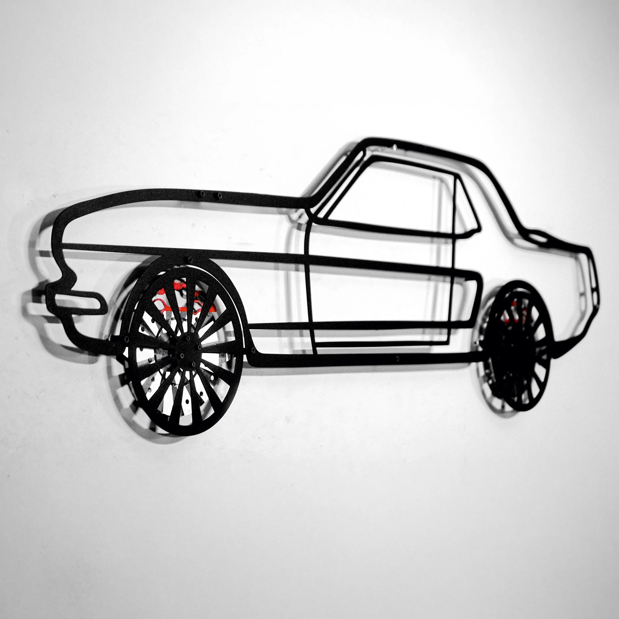 1964 Ford Mustang Wall Art – Classic Steel Silhouette with Spinning Wheels-KAFMEKA025 - Image 3