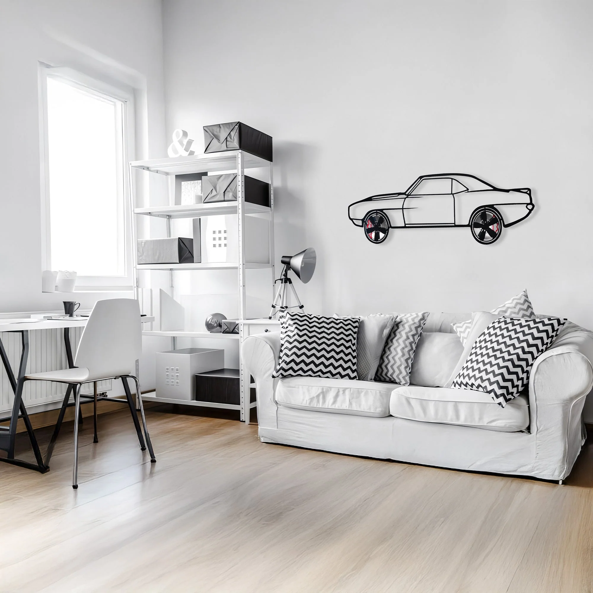 1969 Chevrolet Camaro Wall Art – Classic Steel Silhouette with Spinning Wheels-KAFMEKA021 - Image 10