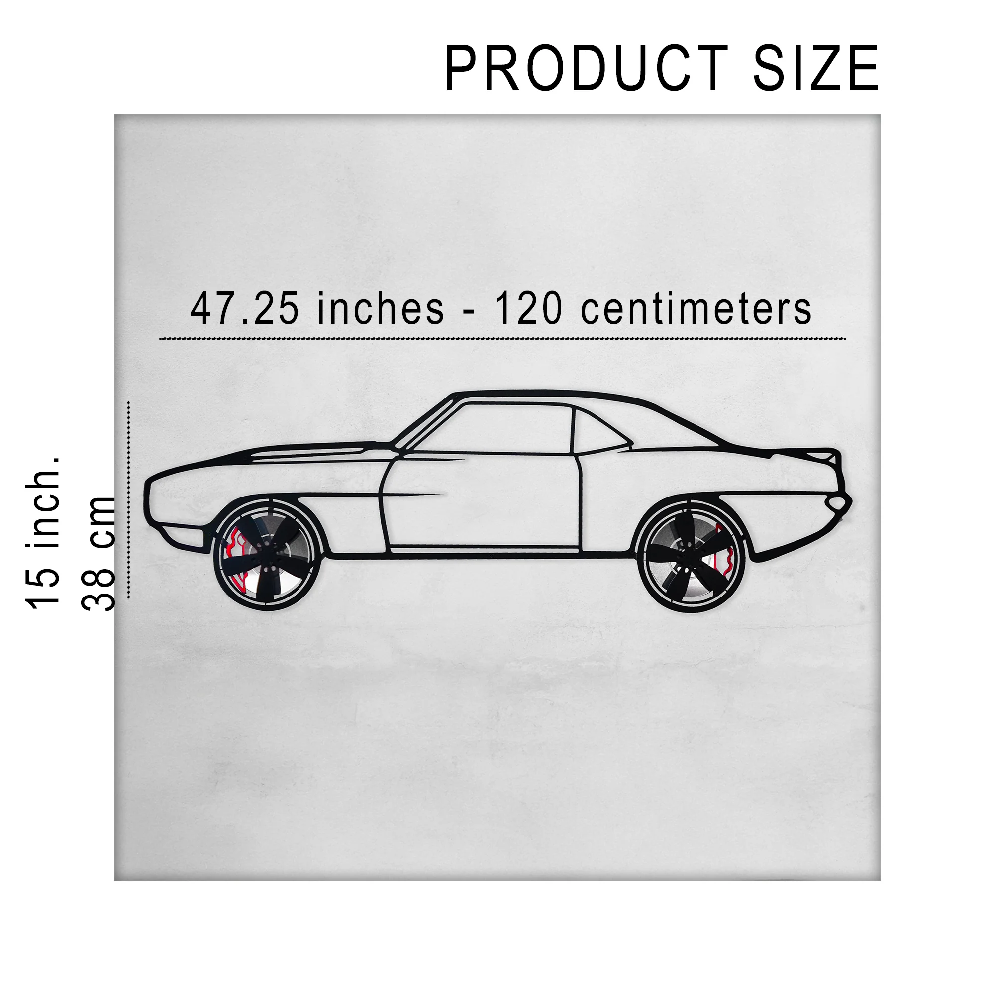 1969 Chevrolet Camaro Wall Art – Classic Steel Silhouette with Spinning Wheels-KAFMEKA021 - Image 11