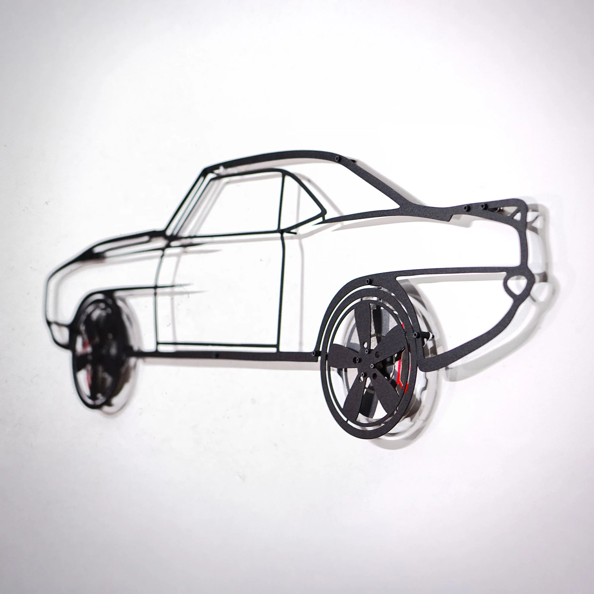 1969 Chevrolet Camaro Wall Art – Classic Steel Silhouette with Spinning Wheels-KAFMEKA021 - Image 3