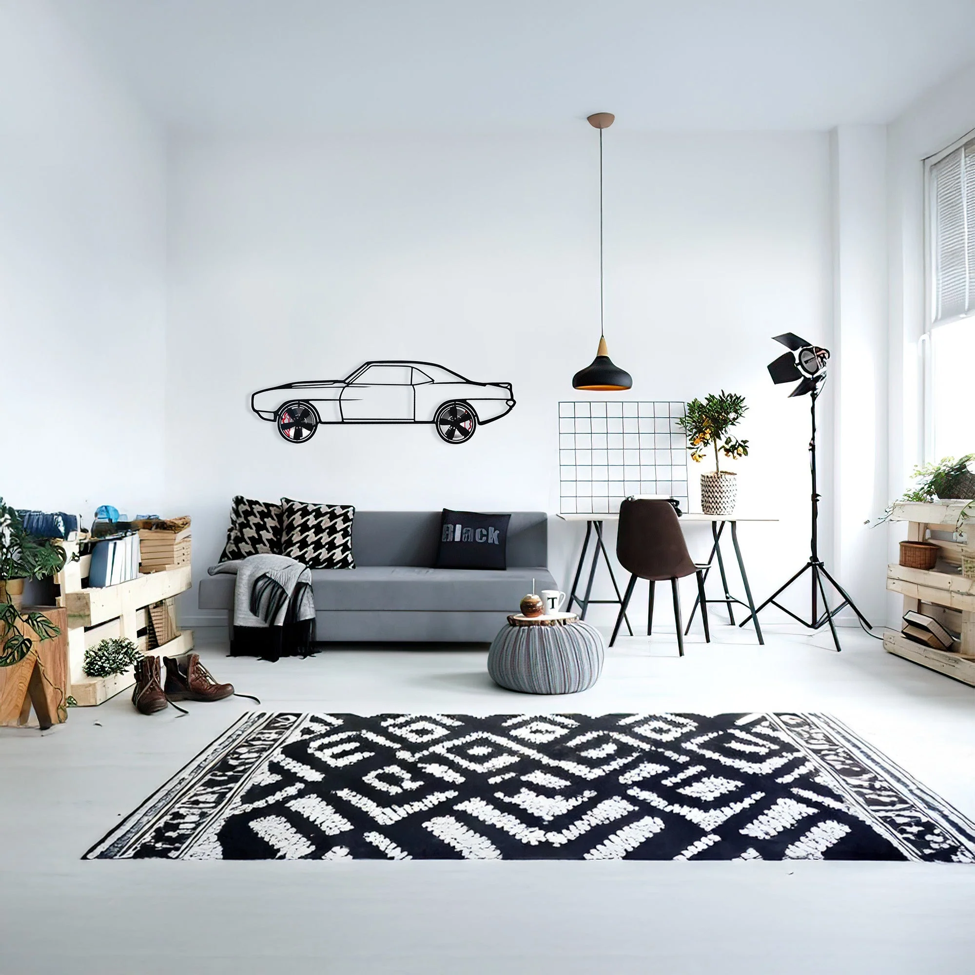 1969 Chevrolet Camaro Wall Art – Classic Steel Silhouette with Spinning Wheels-KAFMEKA021 - Image 9