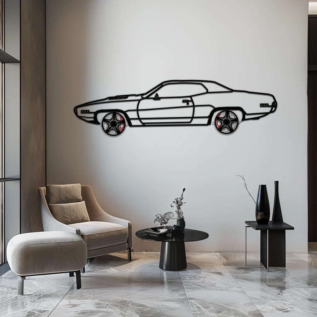 1971 Road Runner Side Profile Metal Wall Art – Classic Muscle Car Silhouette with Rotating Wheels | Garage & Office Decor Gift-KAFMEKA087 - Image 4