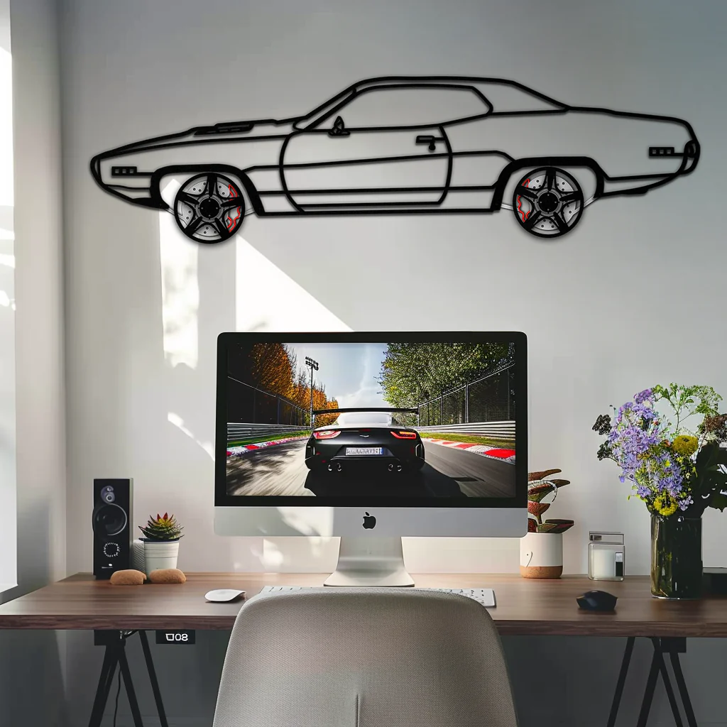1971 Road Runner Side Profile Metal Wall Art – Classic Muscle Car Silhouette with Rotating Wheels | Garage & Office Decor Gift-KAFMEKA087 - Image 7