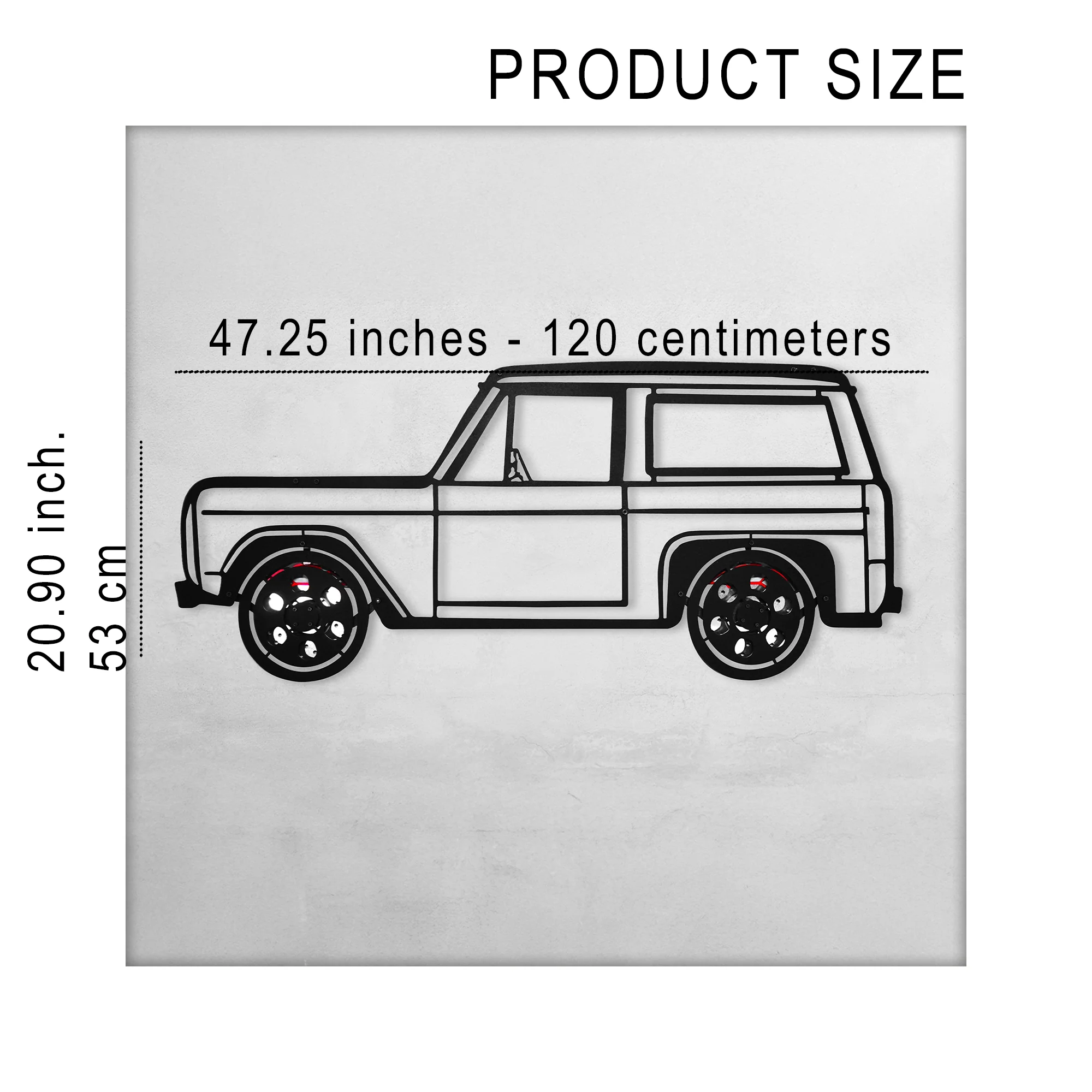1972 Ford Bronco Wall Art – Classic 4x4 Steel Silhouette with Spinning Wheels-KAFMEKA026 - Image 11