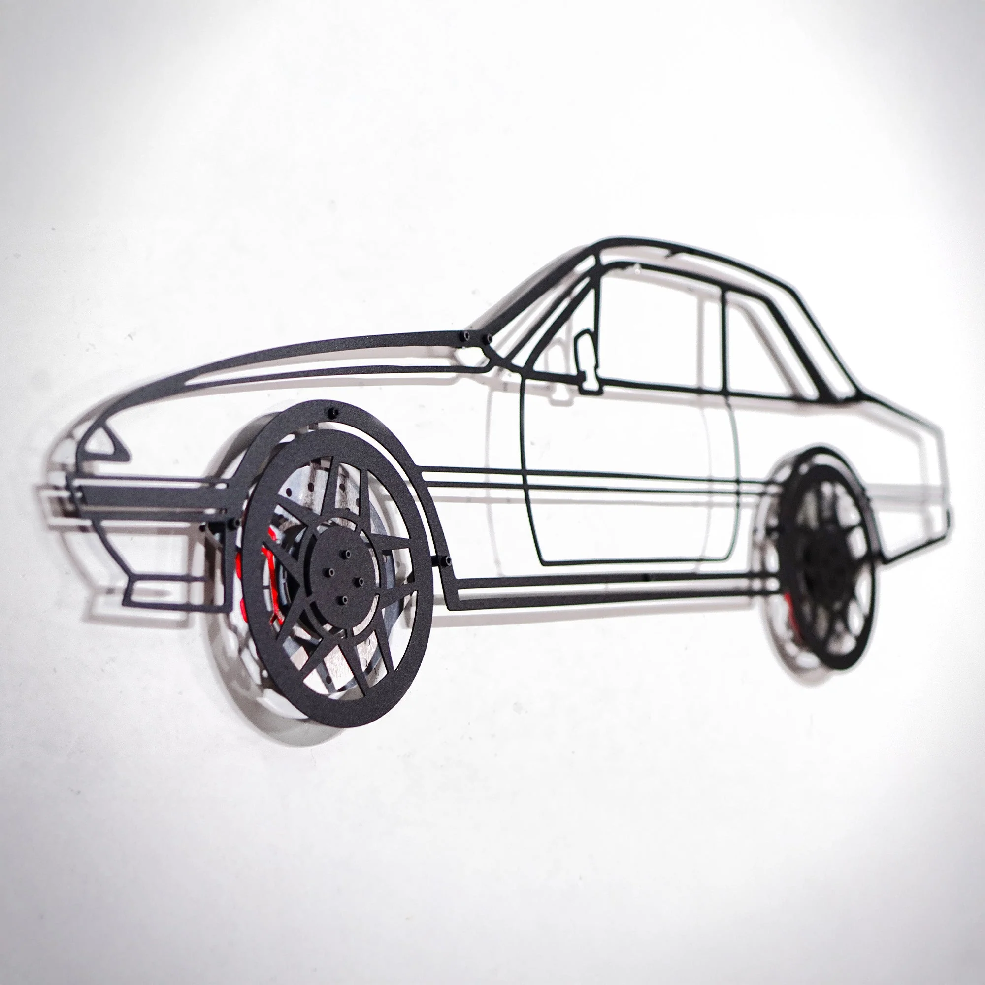 1985 Ferrari 400i Wall Art – Classic Steel Silhouette with Spinning Wheels-KAFMEKA024 - Image 2