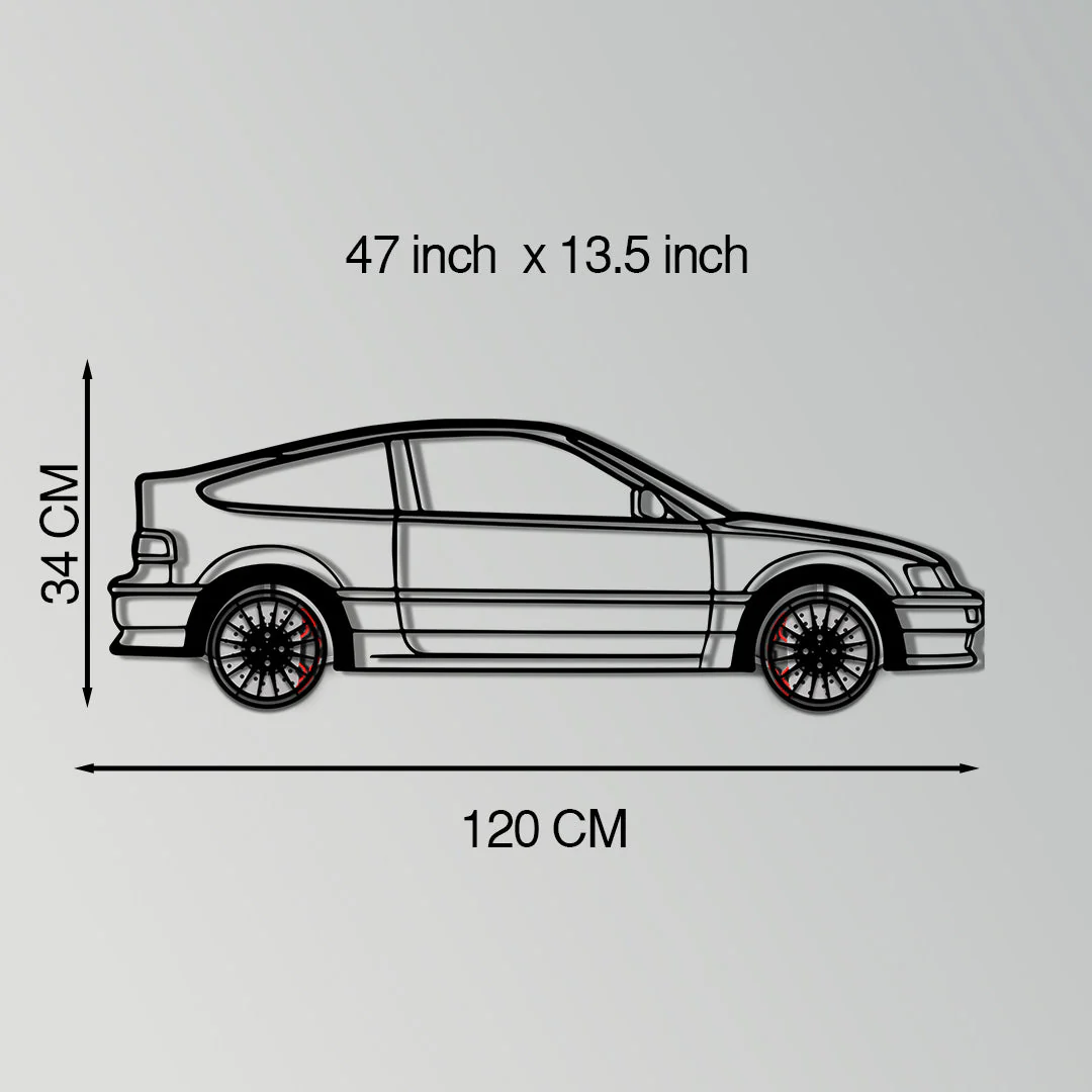 1990 Honda CRX Metal Car Wall Art with Rotating Wheels - JDM Classic Silhouette - Interactive Automotive Wall Decor - KAFMEKA144 - Image 11